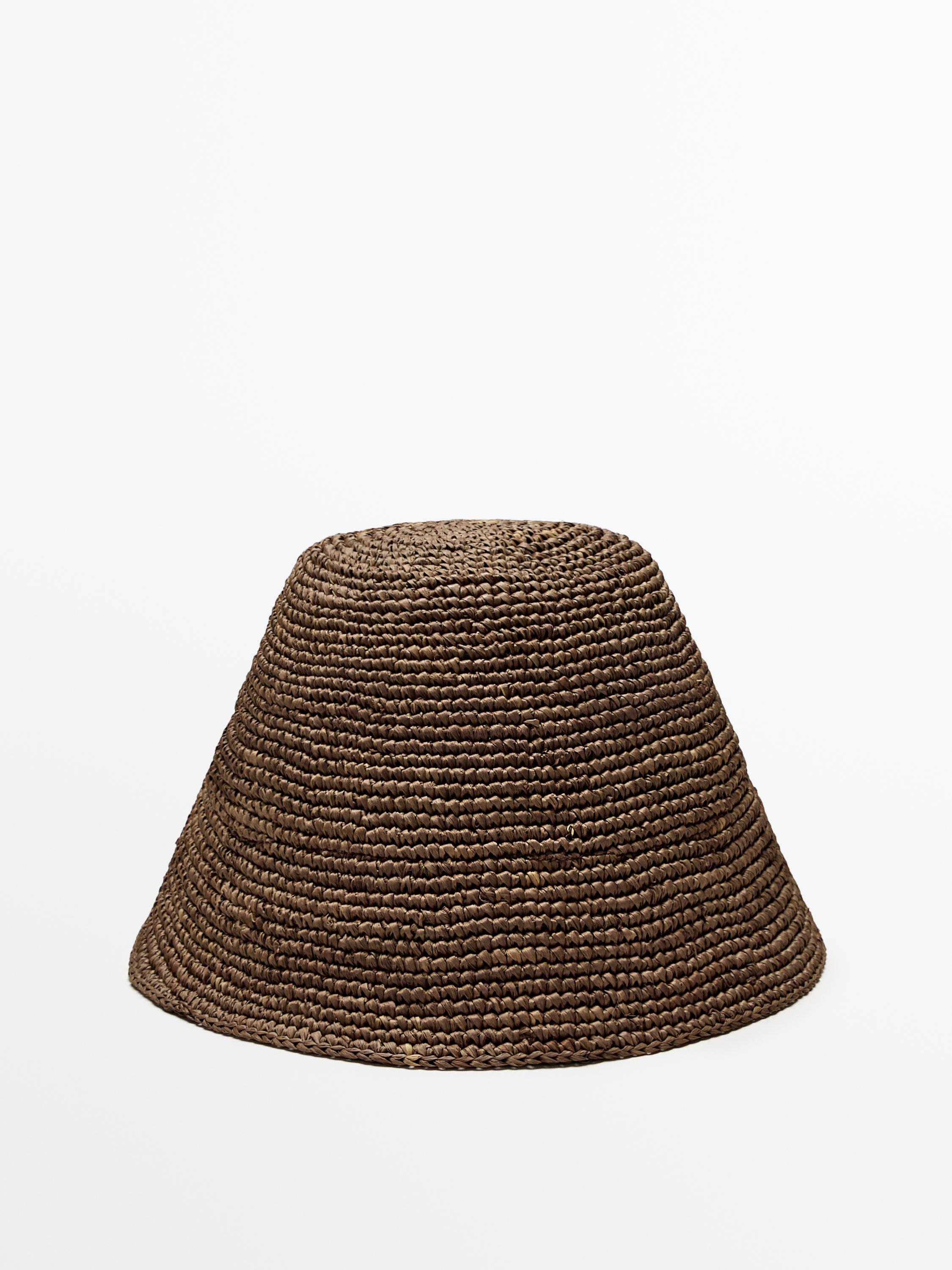 Small 100% raffia bucket hat — GREEN