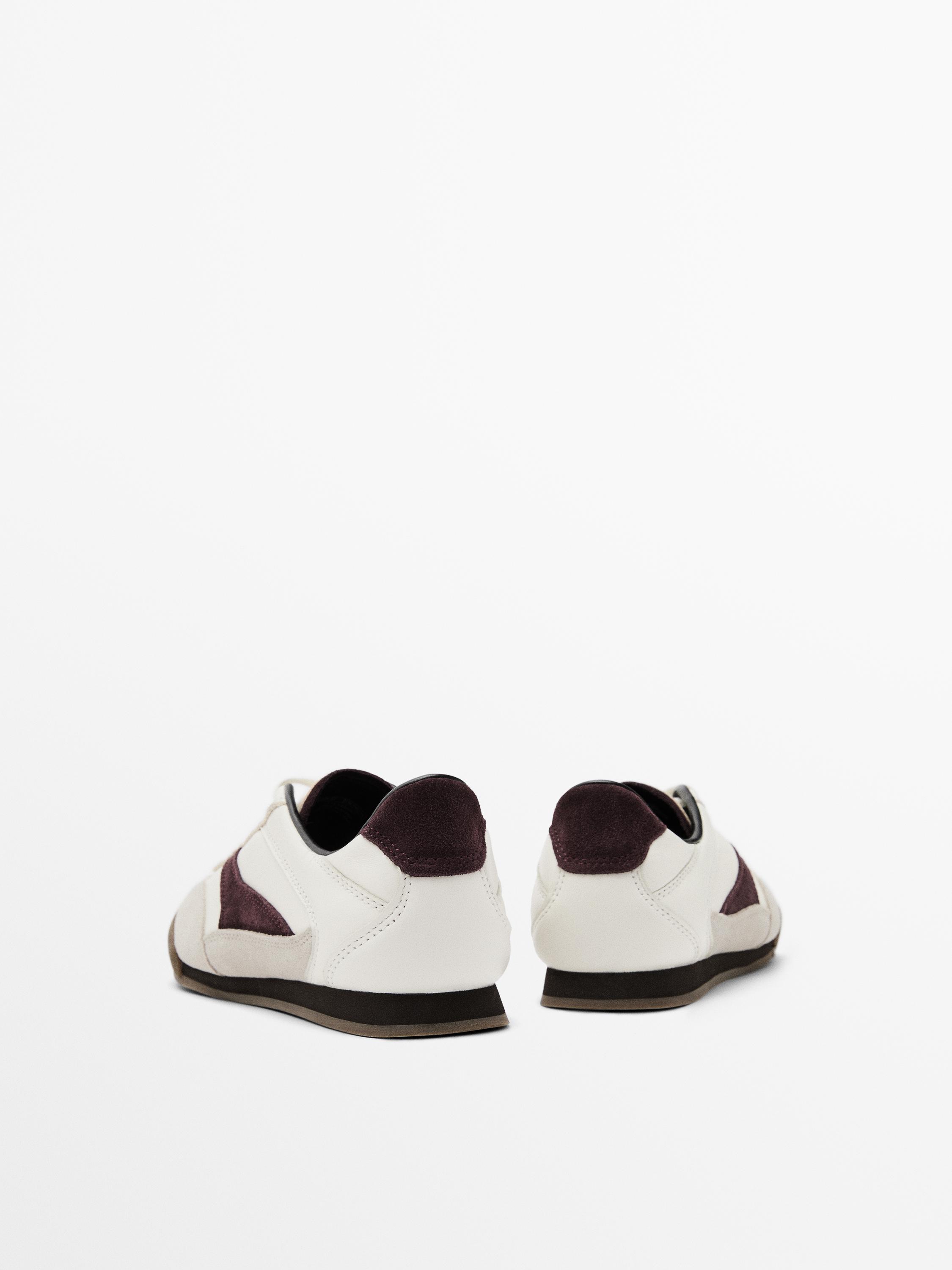 Contrast leather trainers