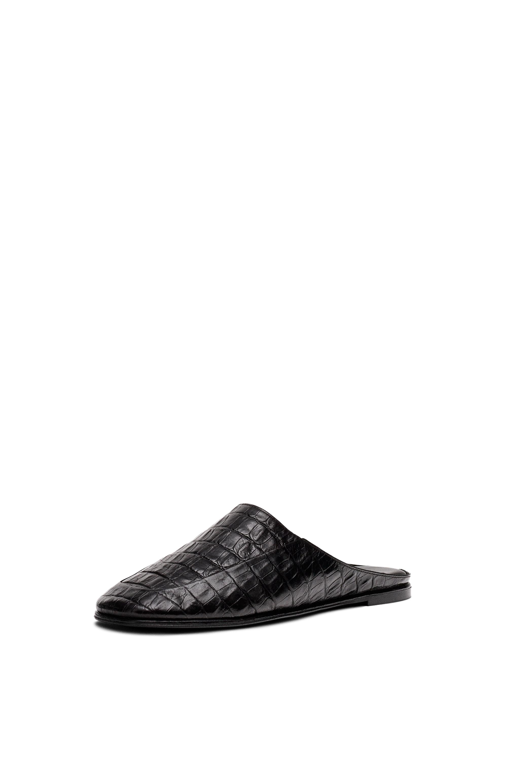 Mock croc leather mules — BROWN