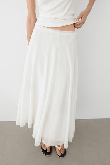 Flowy flared midi skirt — WHITE 3