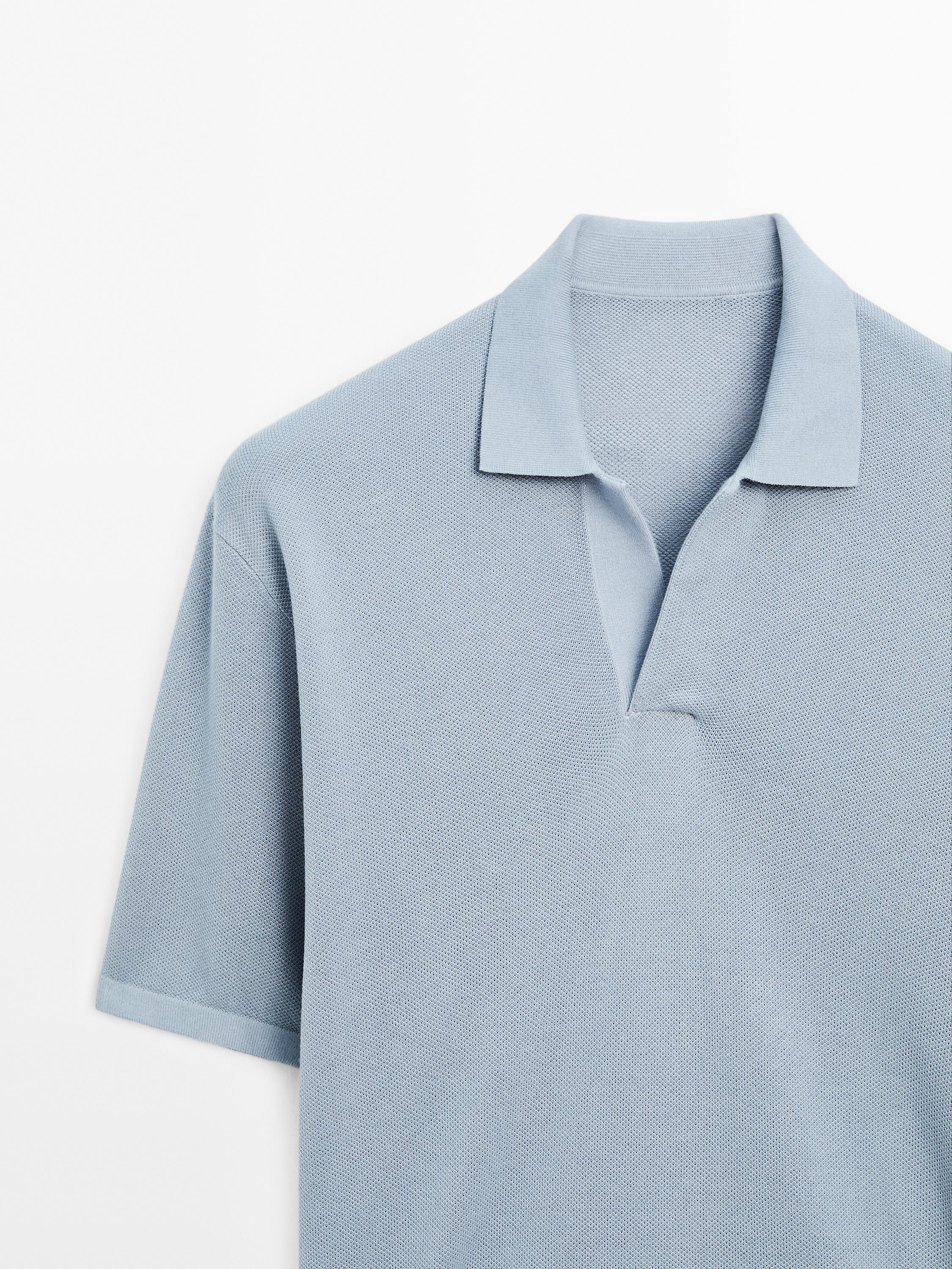 Knit V-neck polo shirt