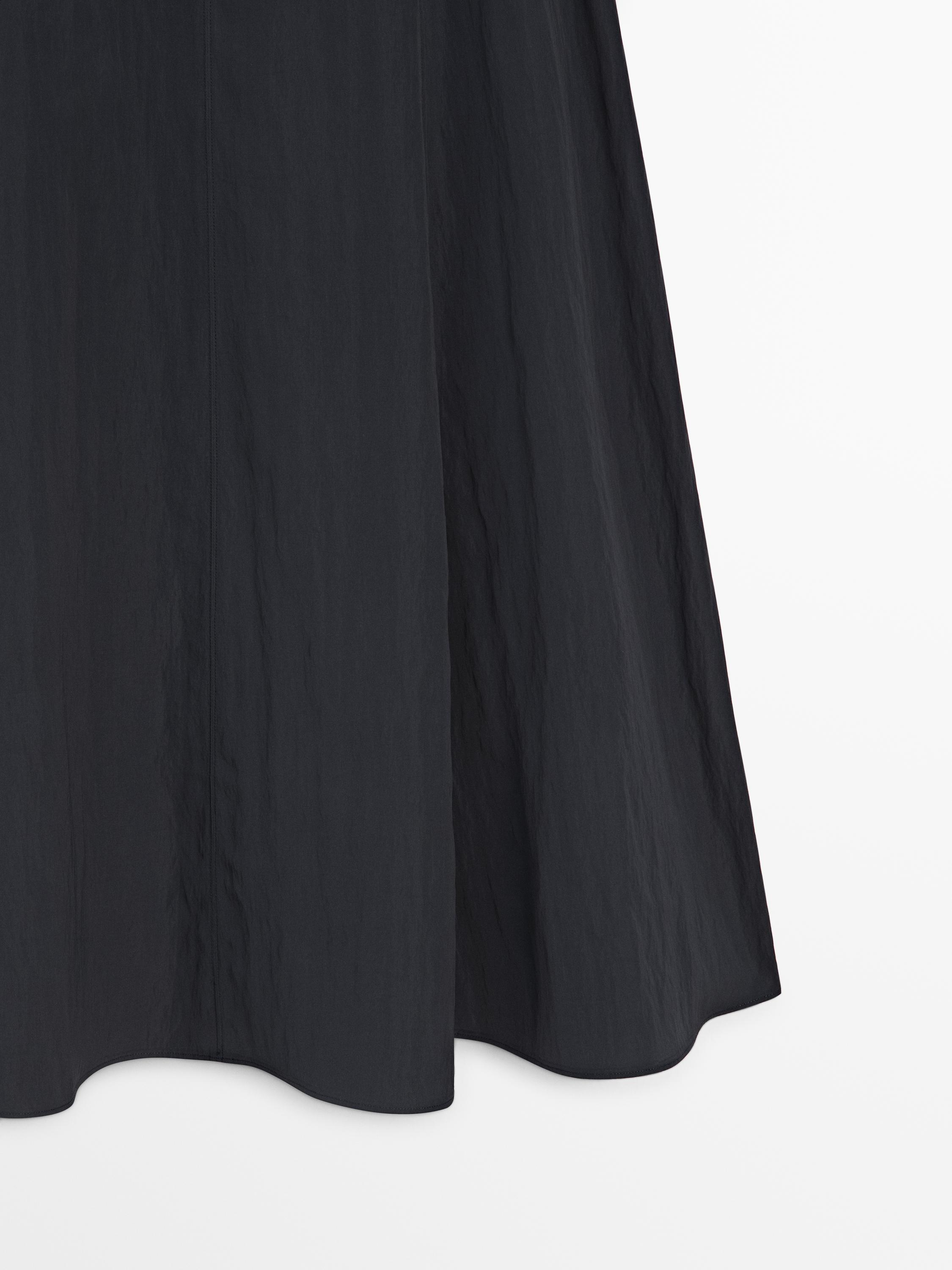 Long skirt with belt detail — GREY BLUE