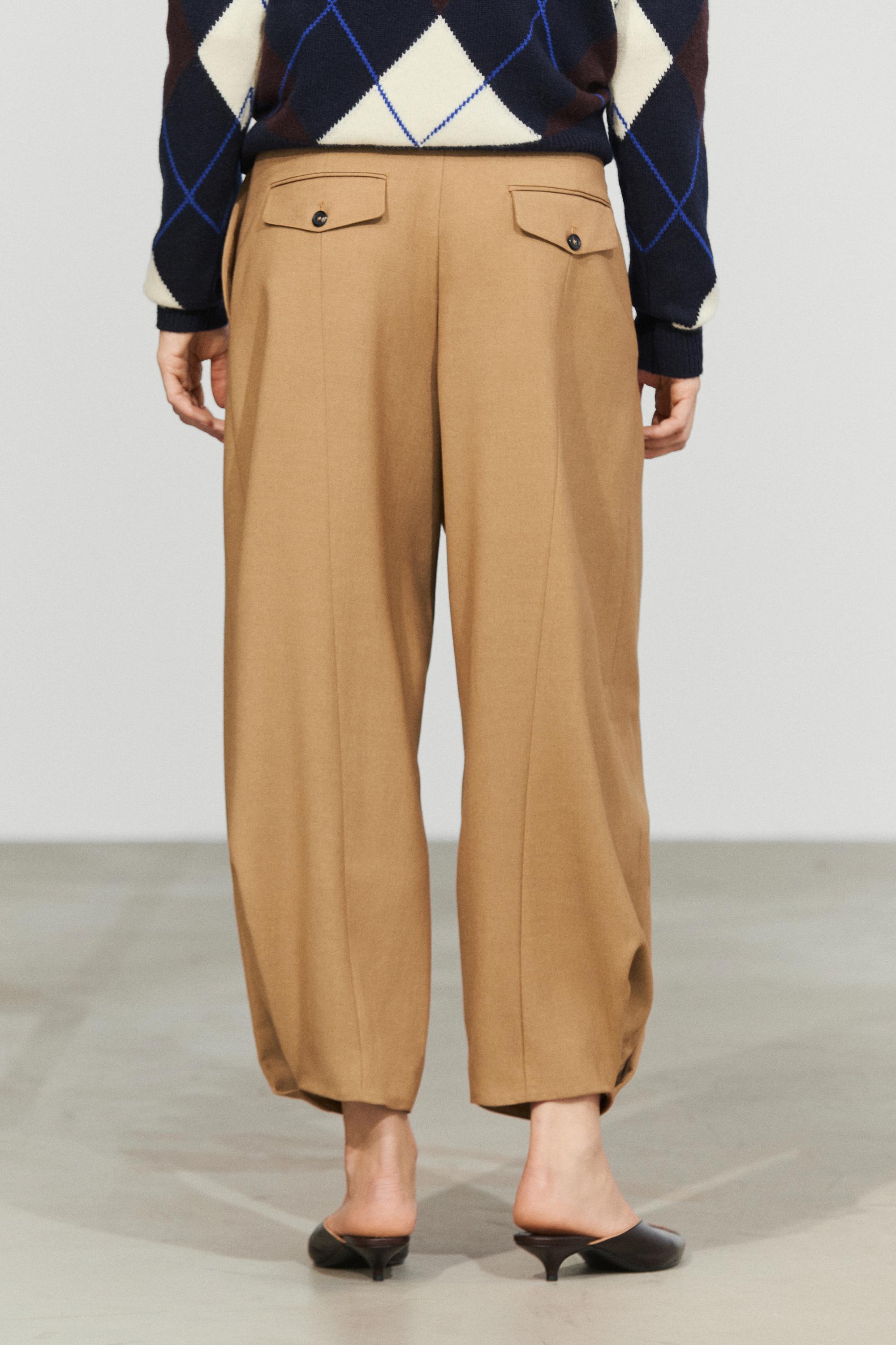 Pleated wool-blend pants — CAMEL