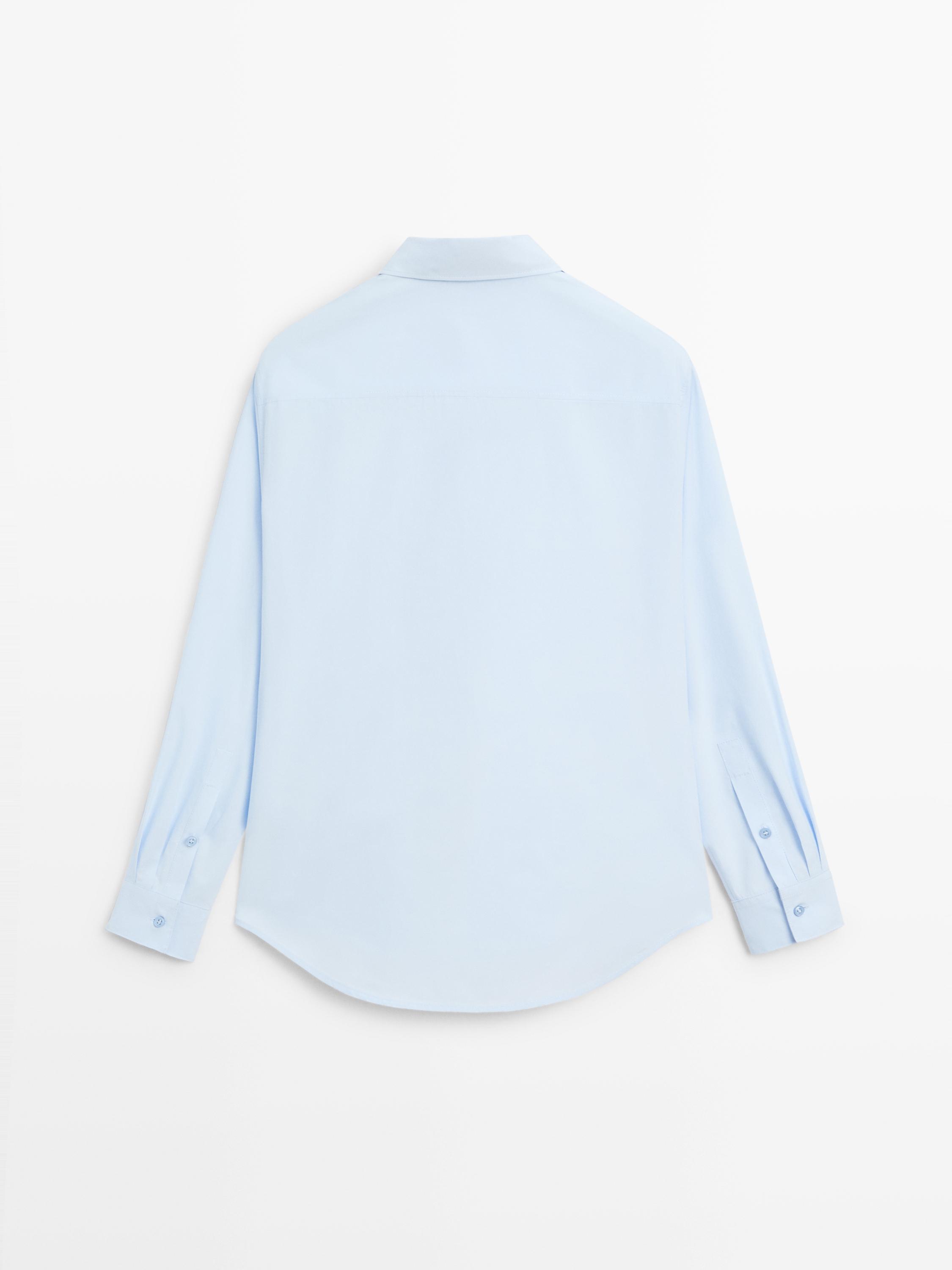 Poplin shirt with hidden buttons — SKY BLUE