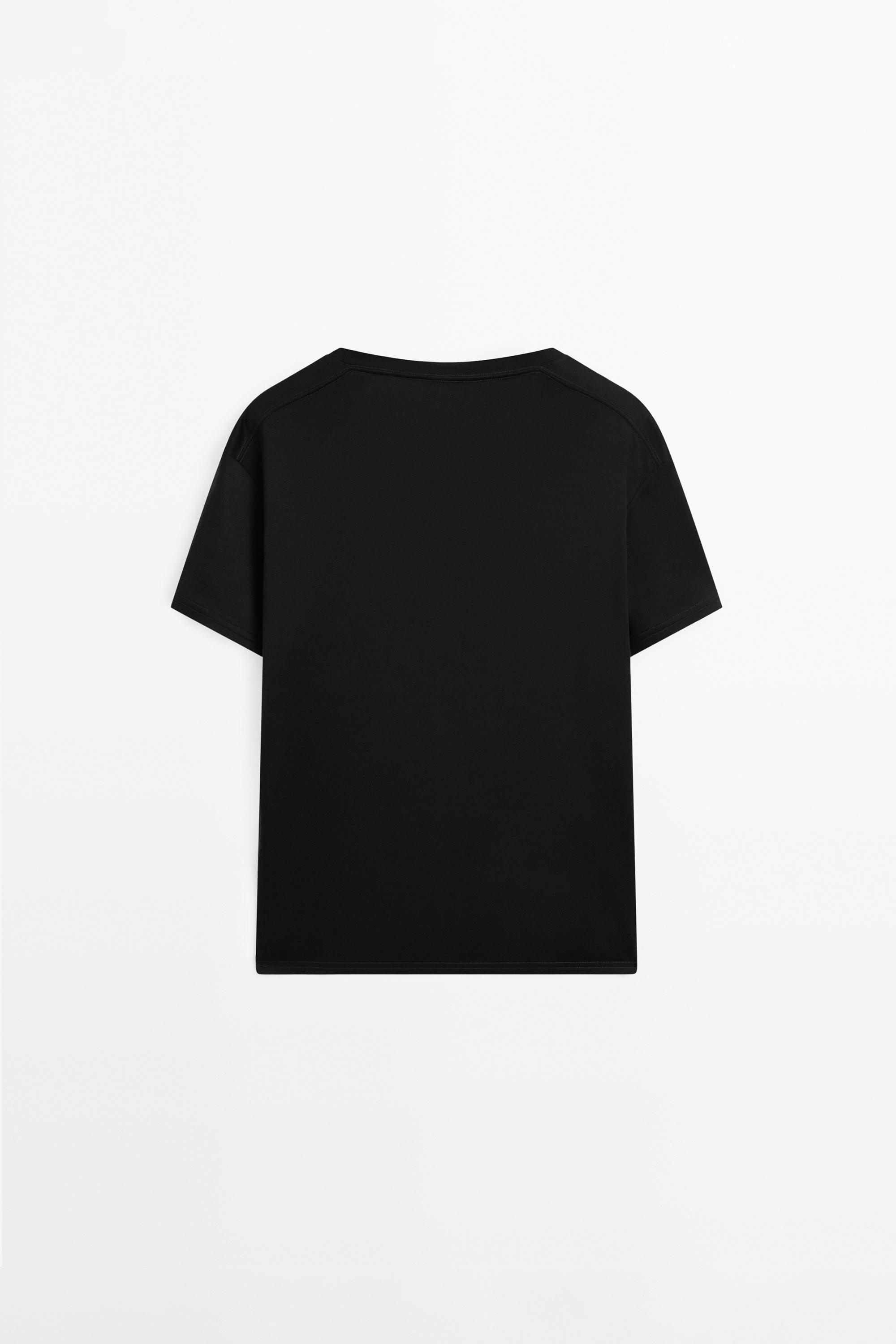 Flowing V-neck T-shirt — BLACK