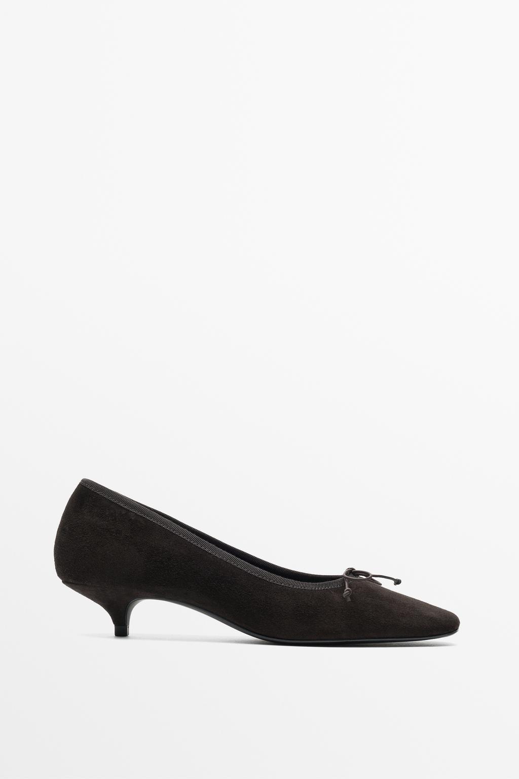 Leather heeled ballet flat