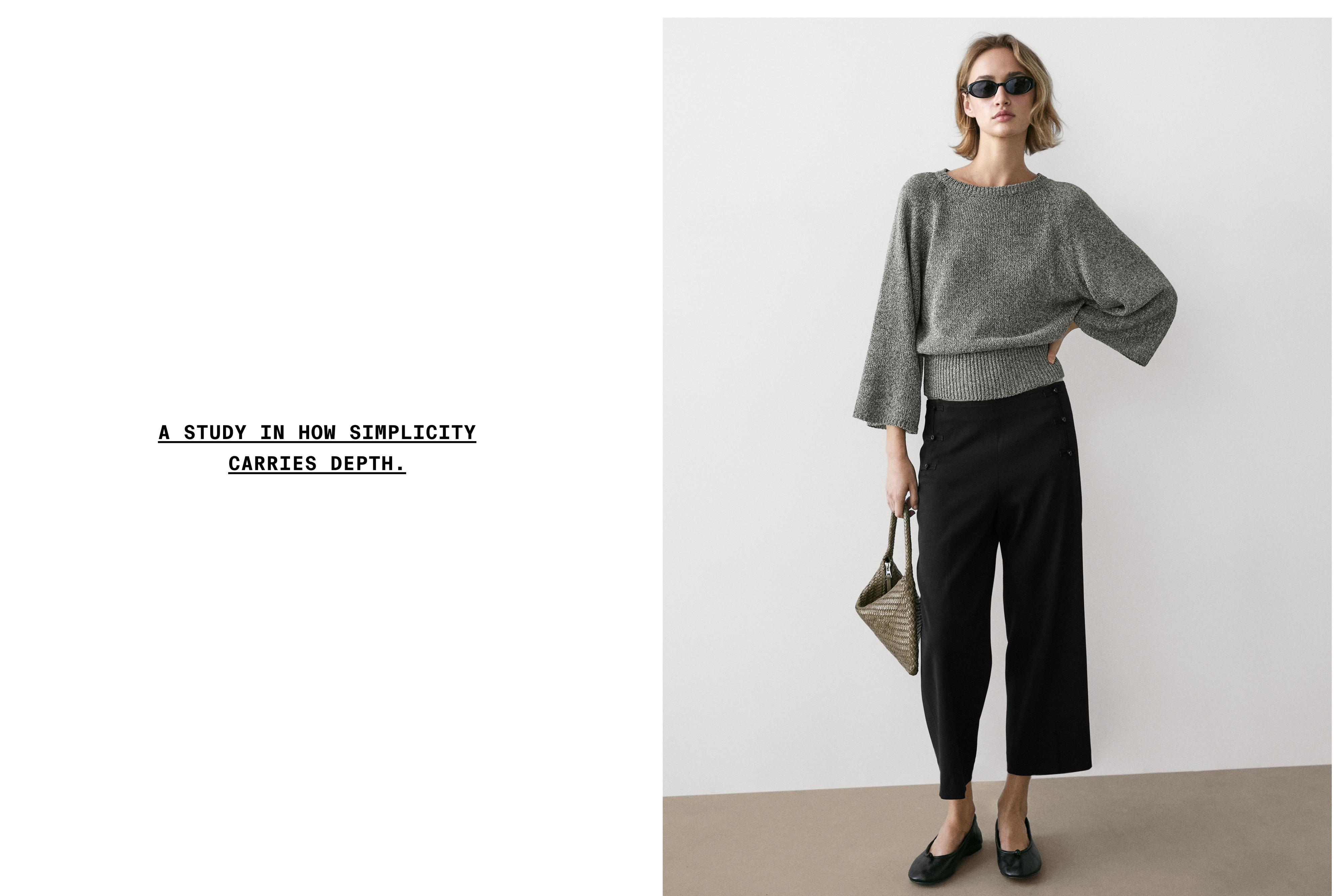 Cotton blend heathered knit sweater — MEDIUM GREY
