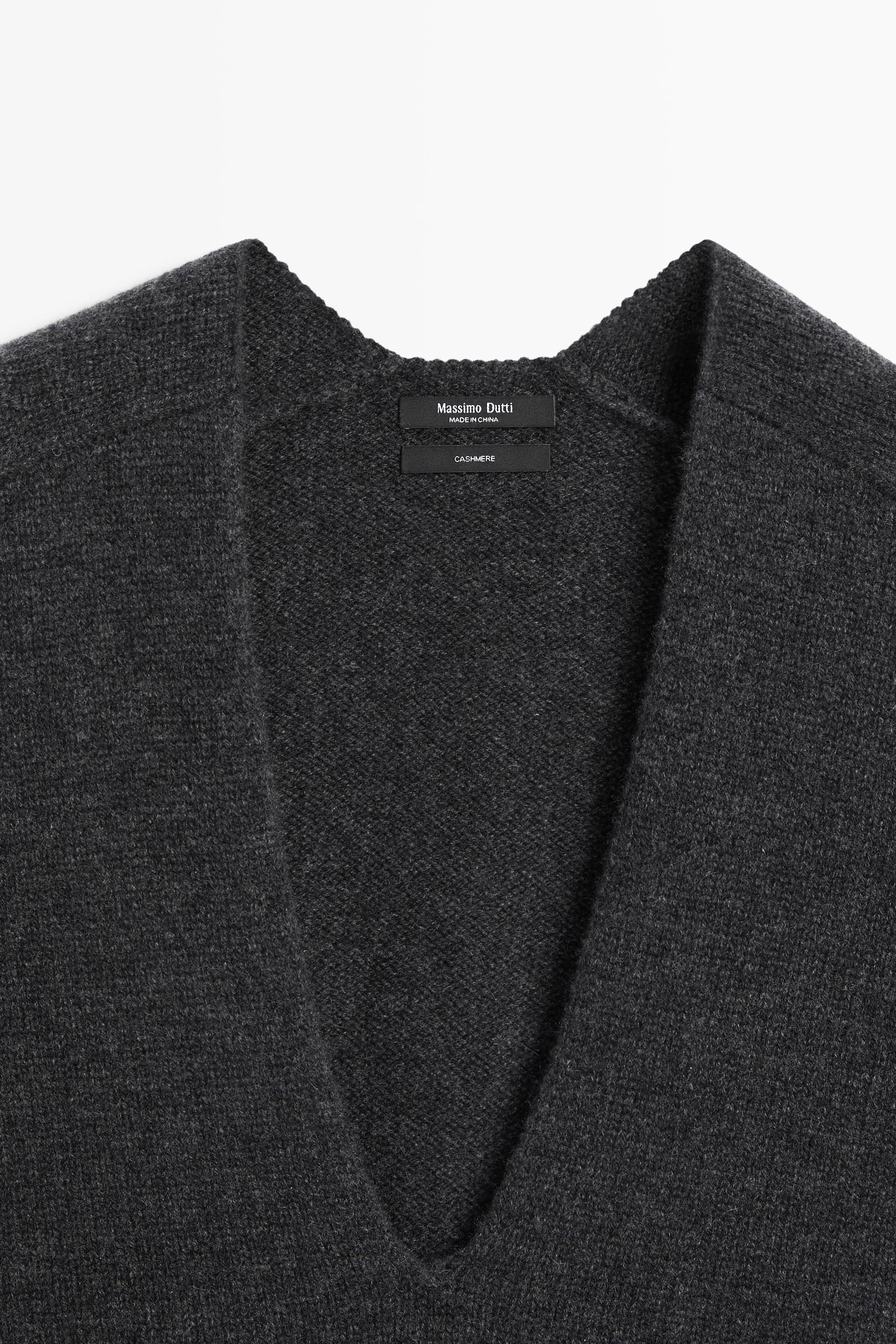 100% cashmere knit short sleeve sweater — ANTHRACITE GREY