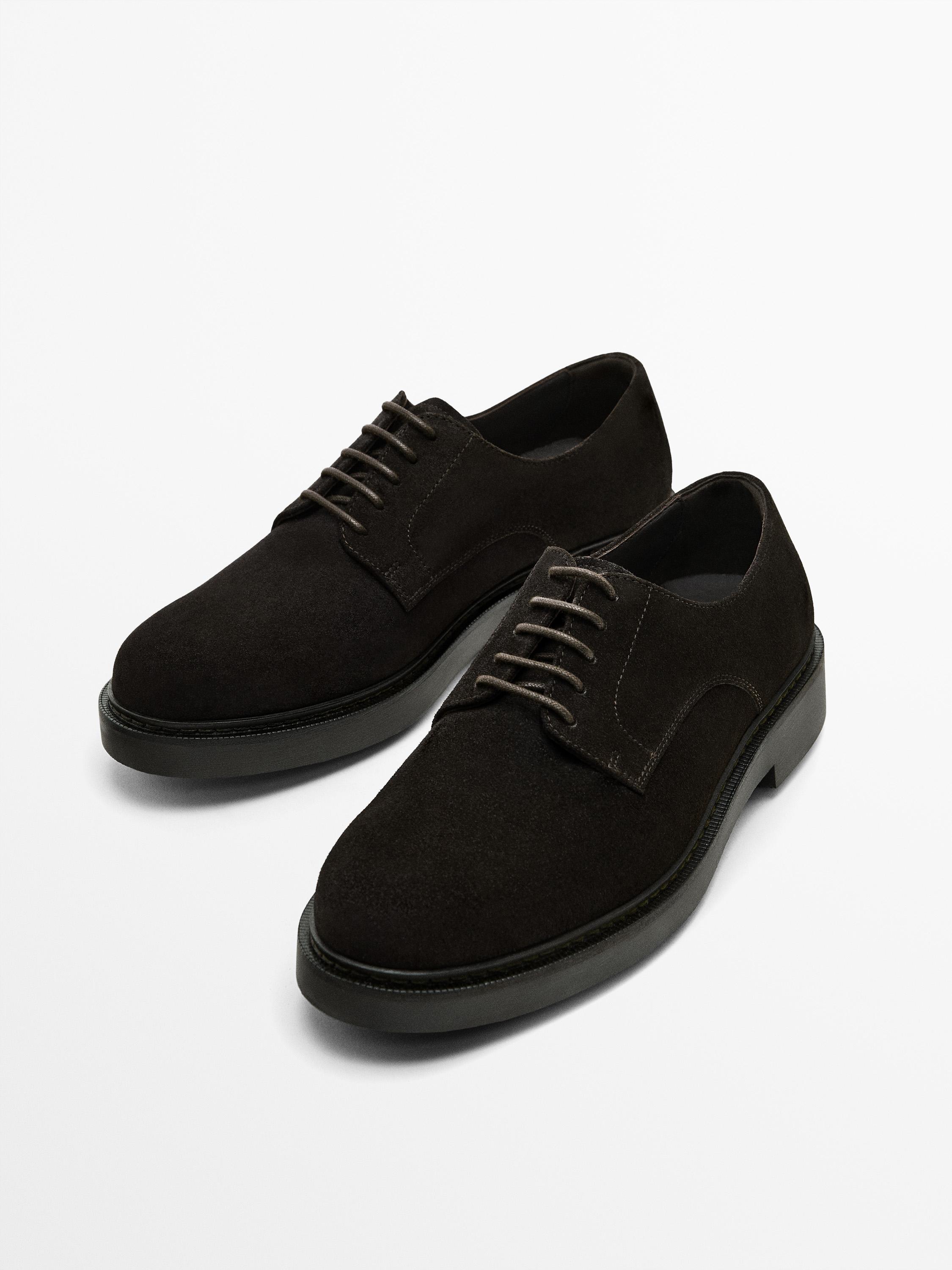 Brown split suede shoes