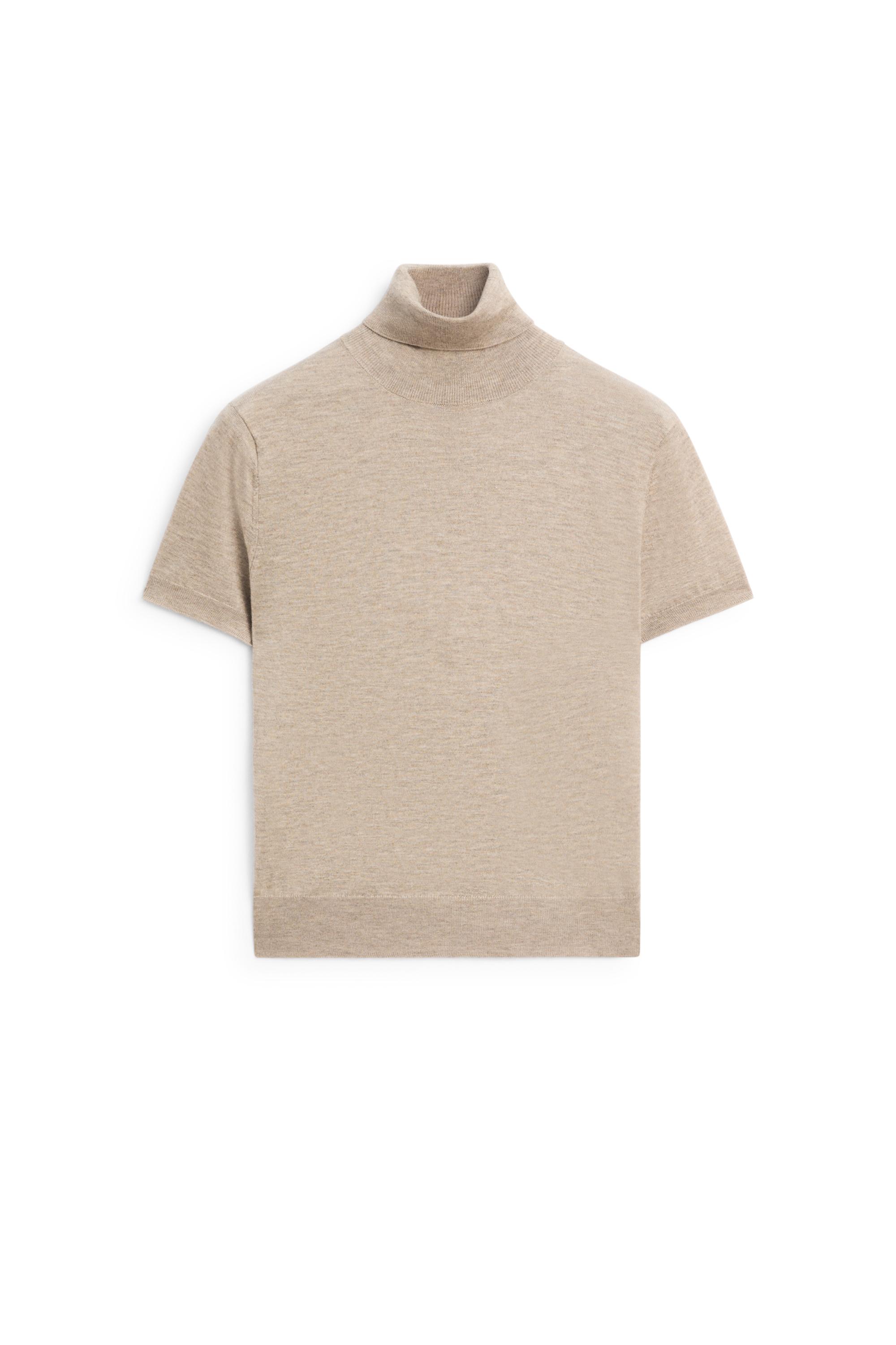 Turtleneck knit sweater — BEIGE MARL