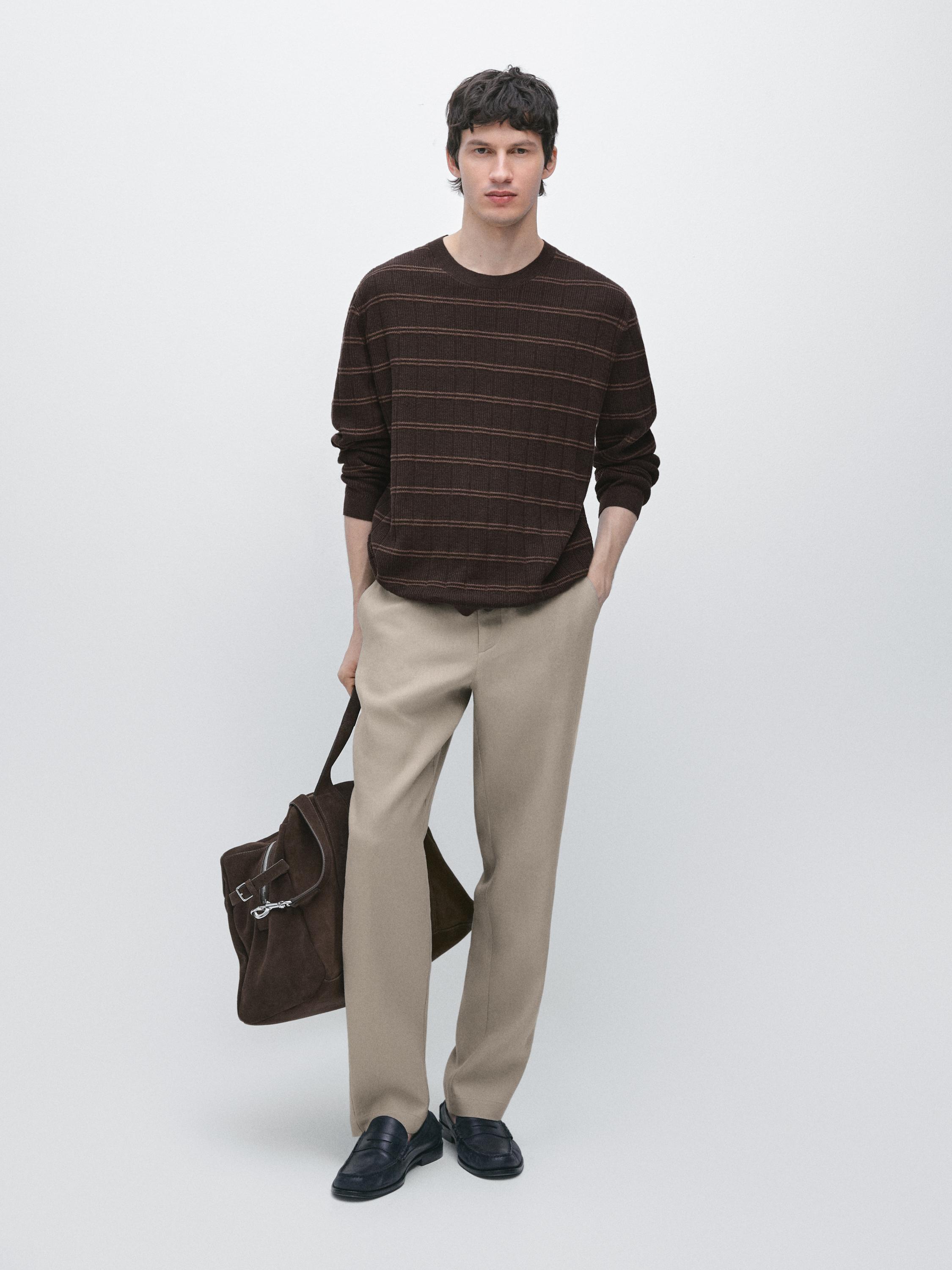 Tapered fit linen trousers