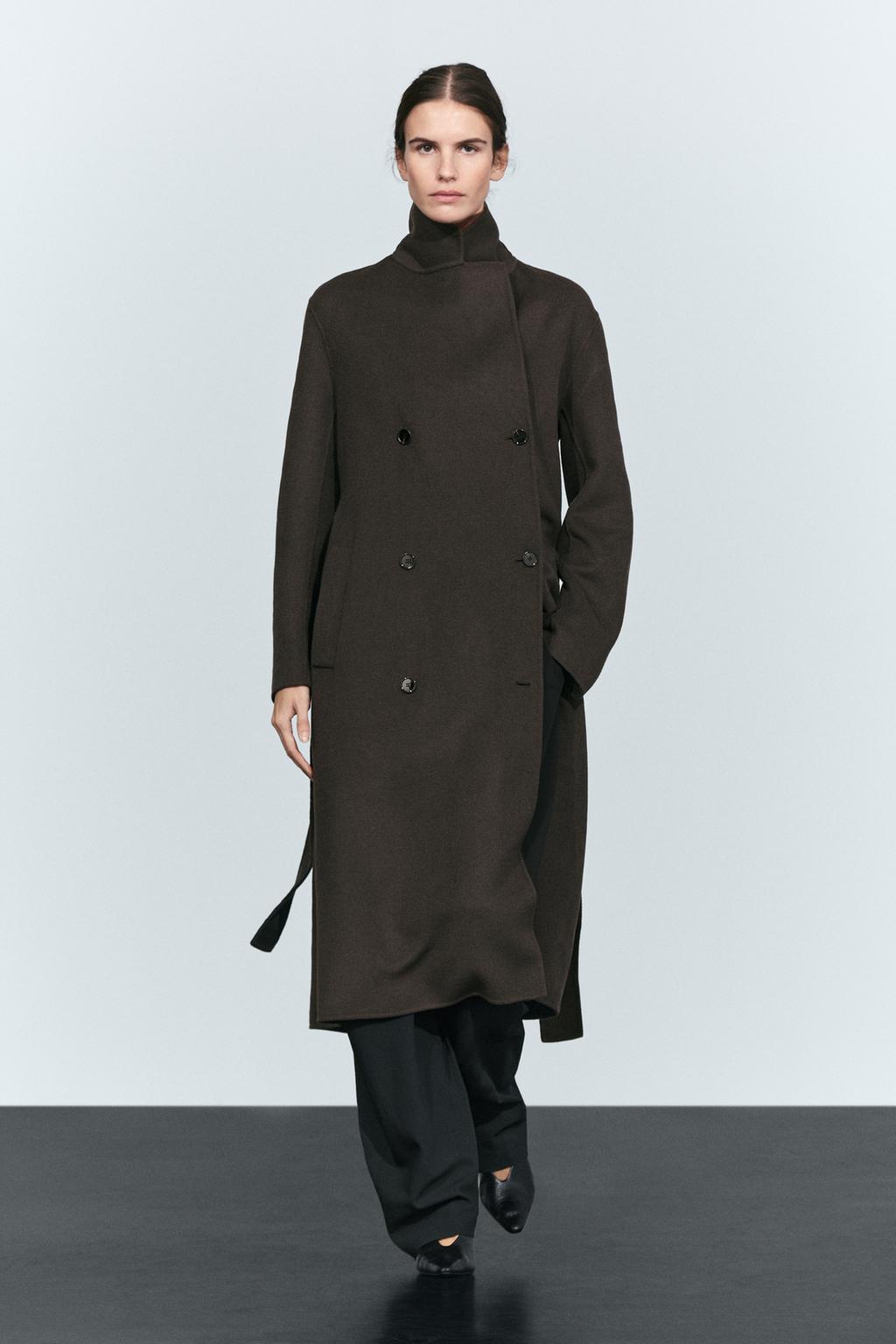 Massimo Dutti Kəmər detallı uzun iki sıralı palto