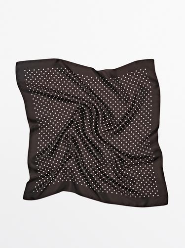 Polka dot print 100% silk scarf — BROWN 5