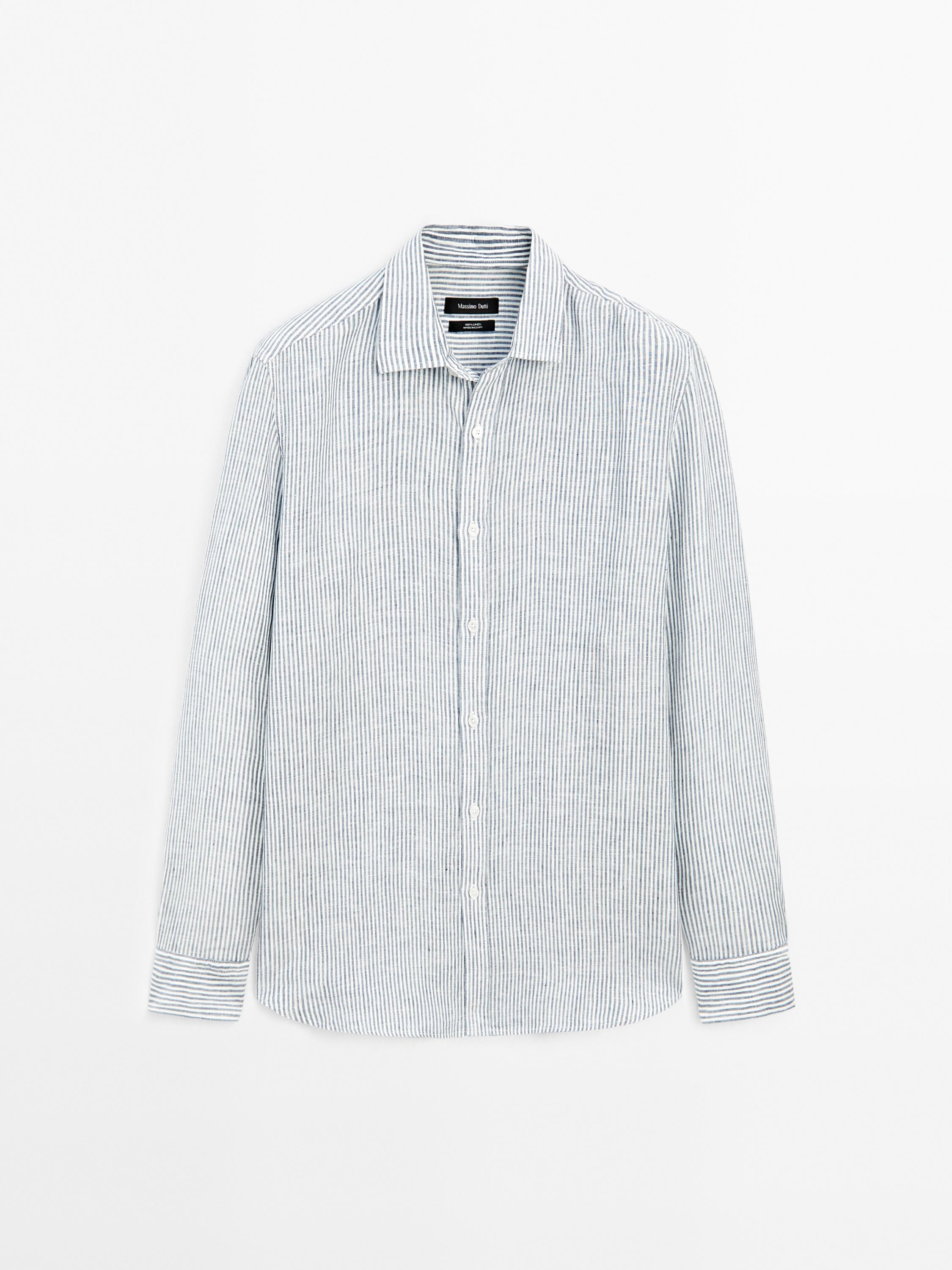 Stripete skjorte i lin – regular-fit