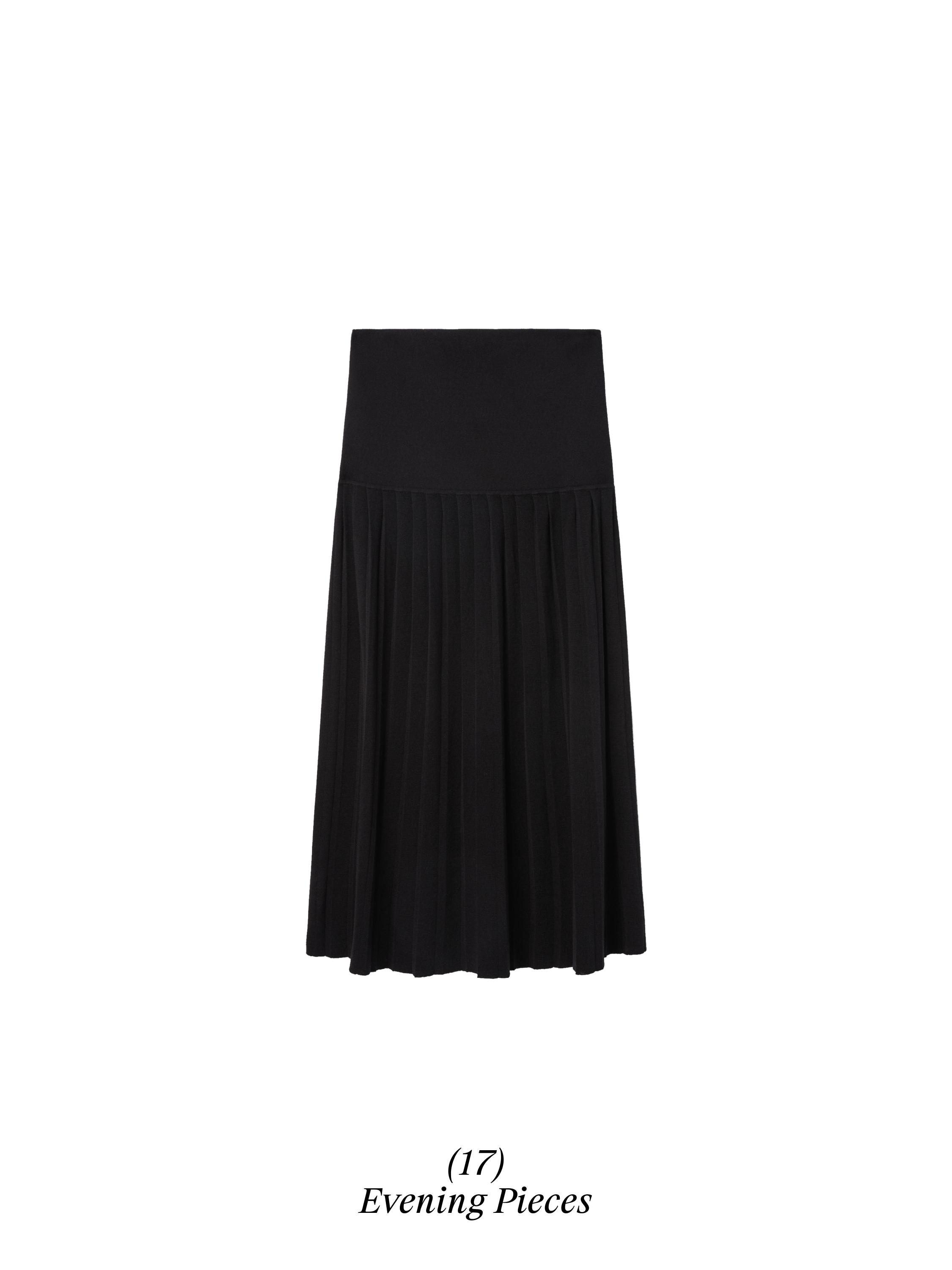 Midi skirt with box pleats — BLACK