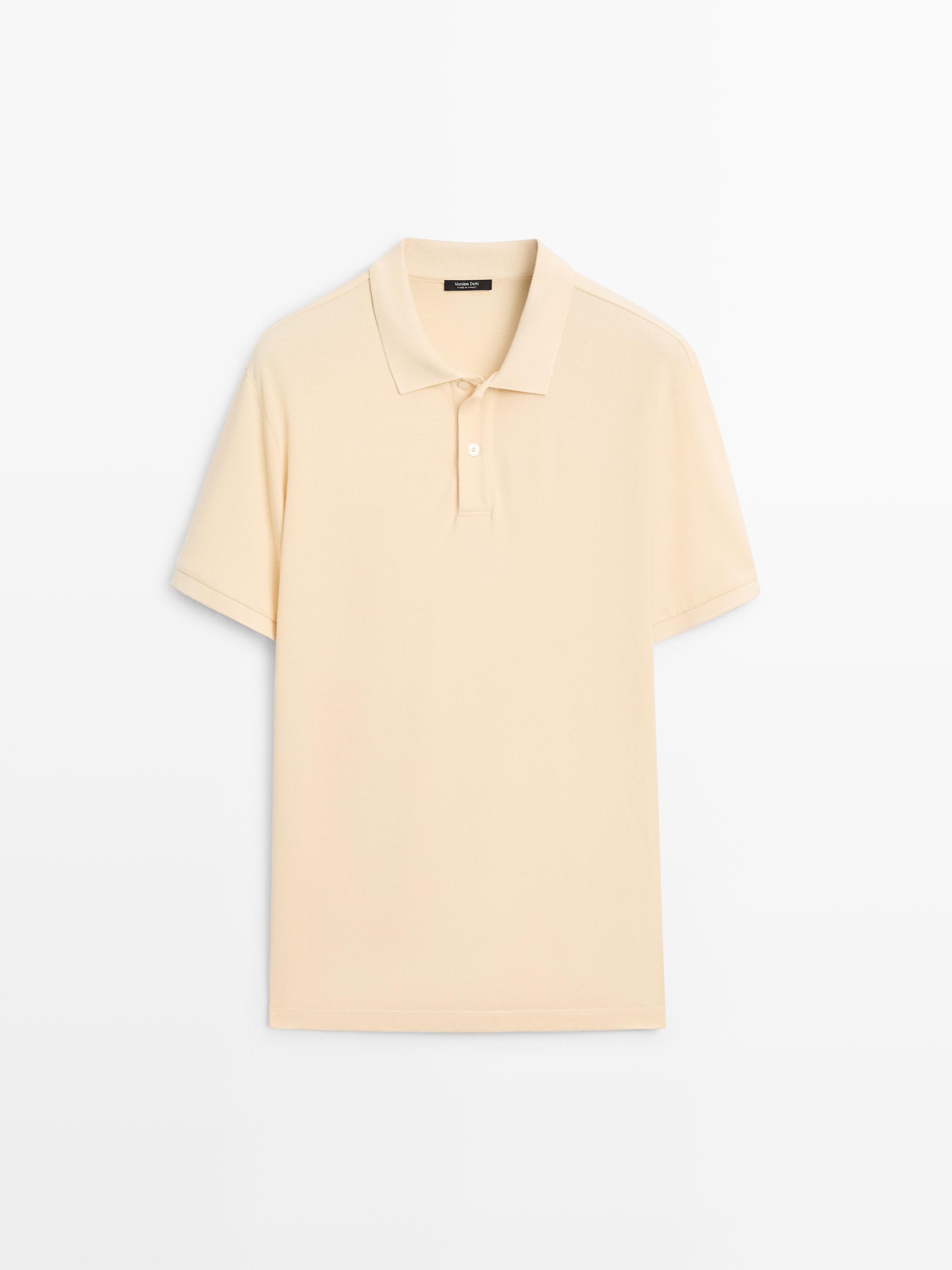 Áo polo cốt-tông họa tiết sợi mịn