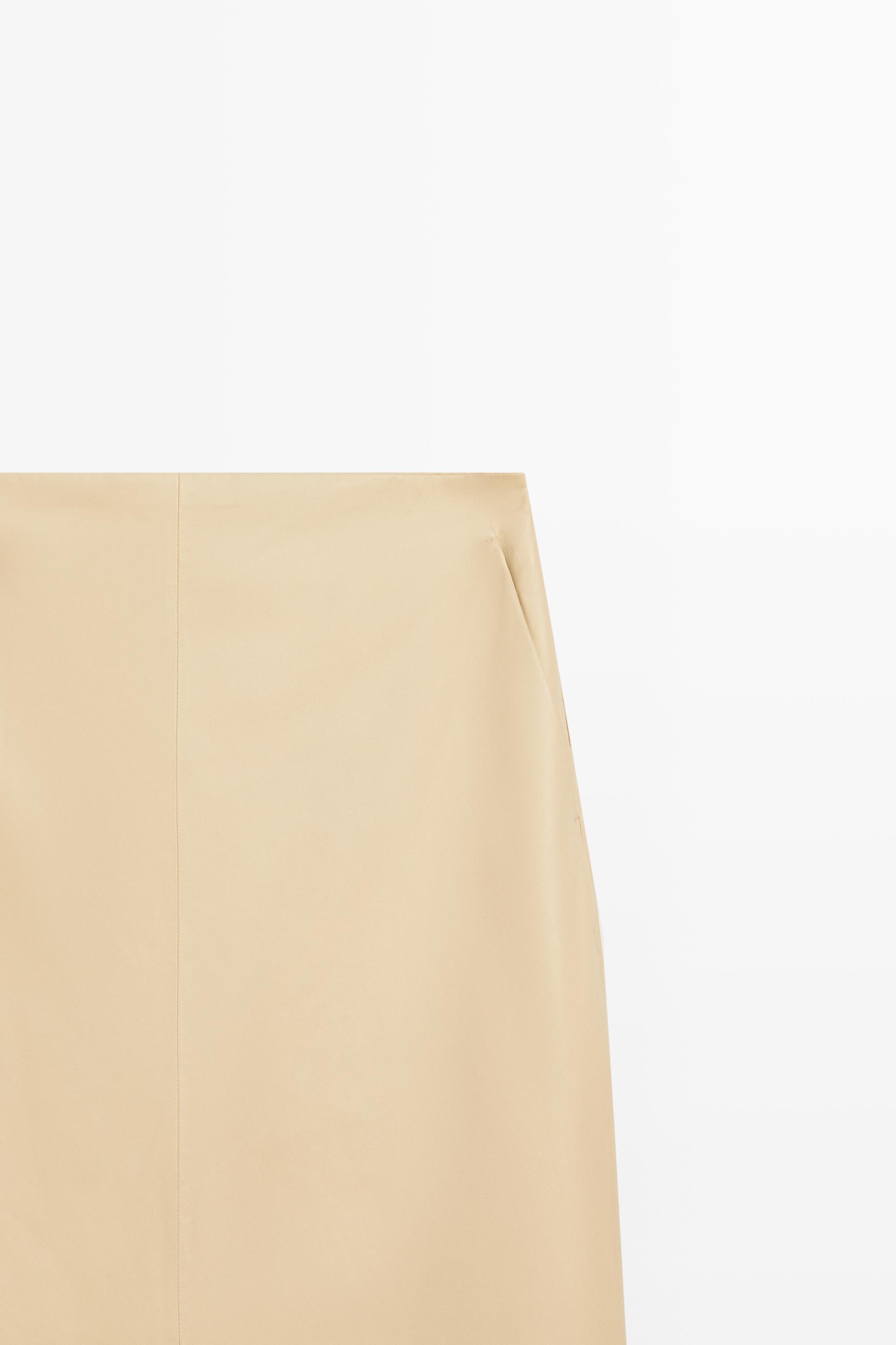 Nappa leather midi skirt — Vanilla