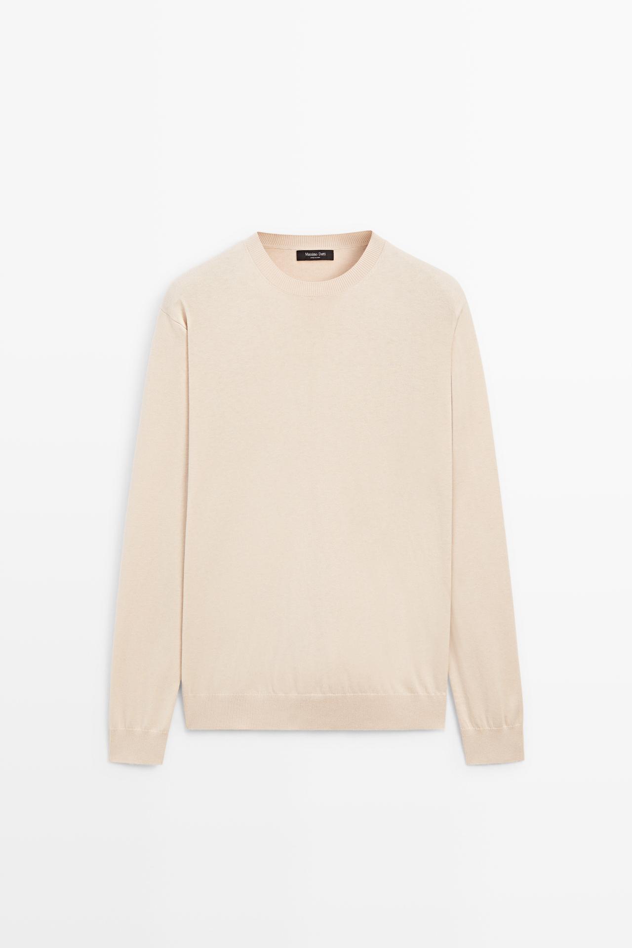 Cotton blend knit sweater — OFF WHITE