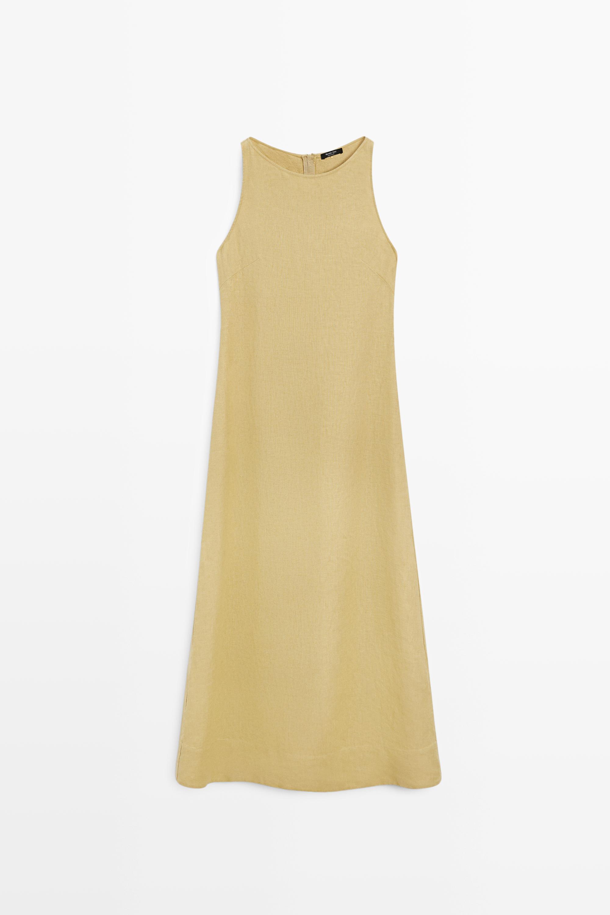 Linen halter midi dress