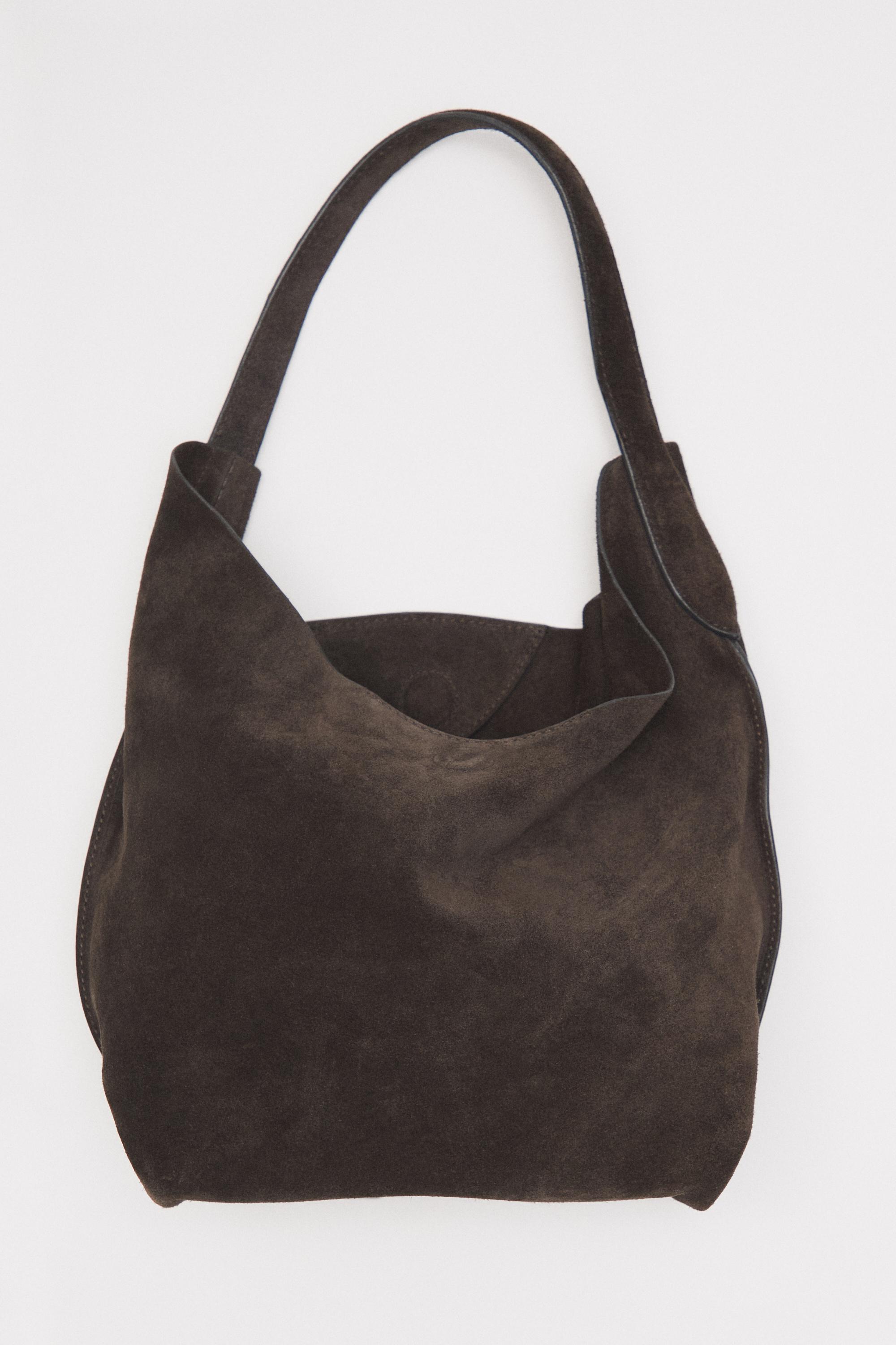 Split suede leather mini bag — Chocolate