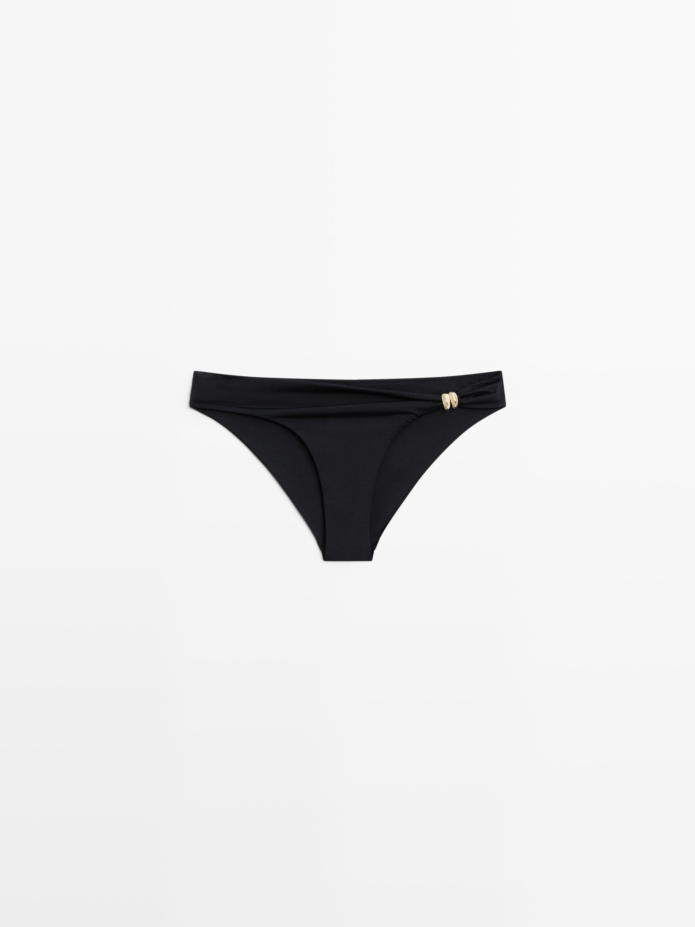 Bikini bottoms with rhinestone detail — BLACK