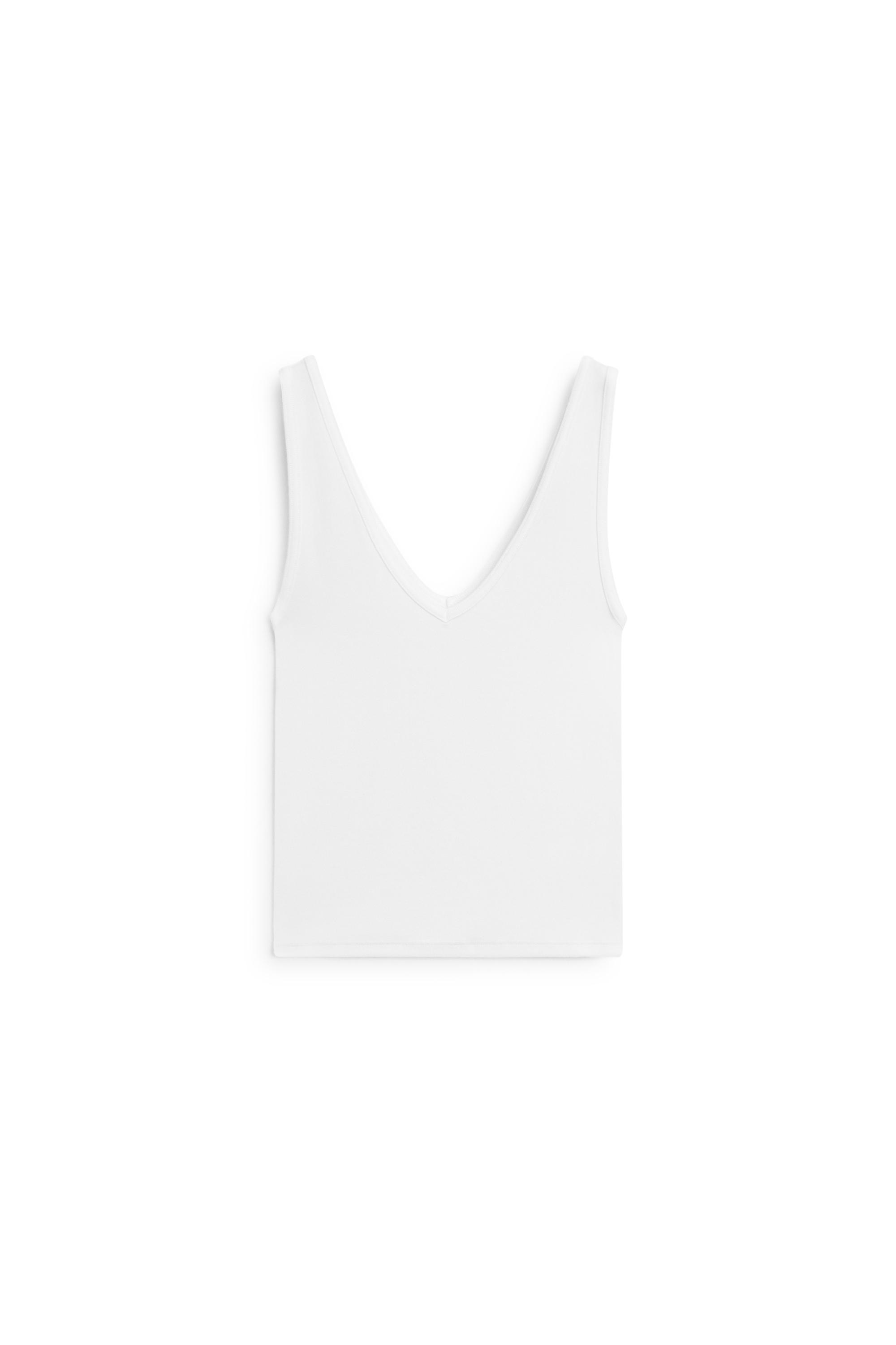 Cotton blend strappy top — WHITE