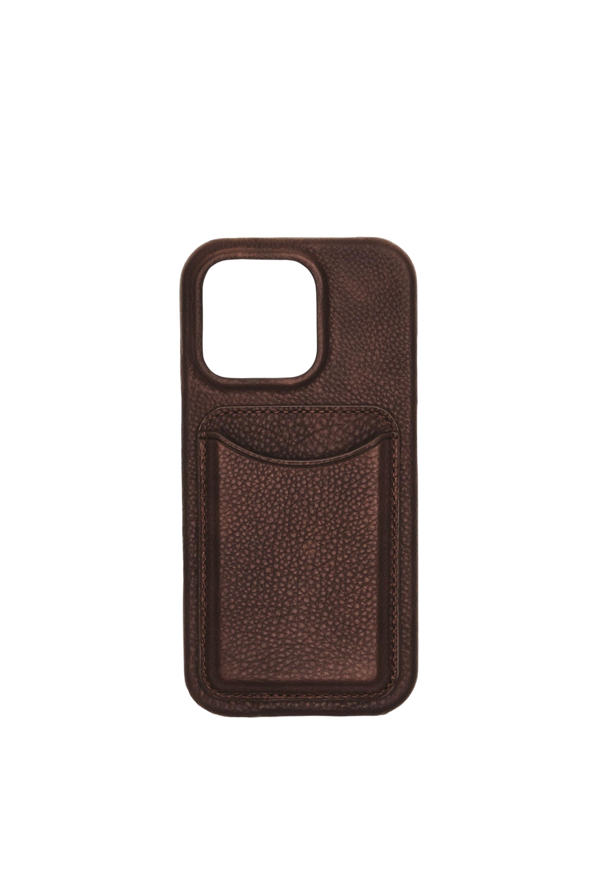 Nappa leather iPhone 16 Pro case — BROWN
