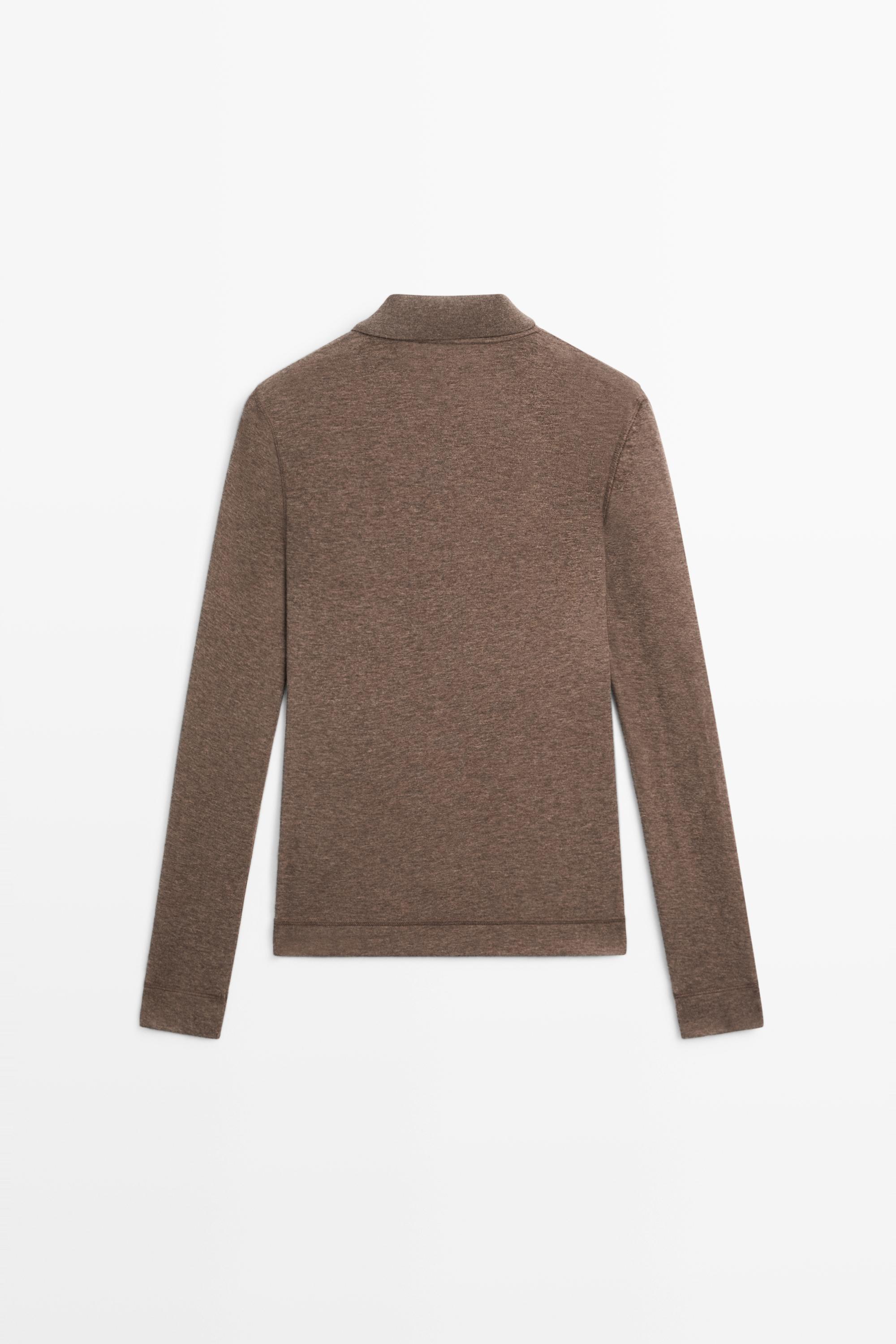 Long sleeve wool polo shirt - thumbnail 6