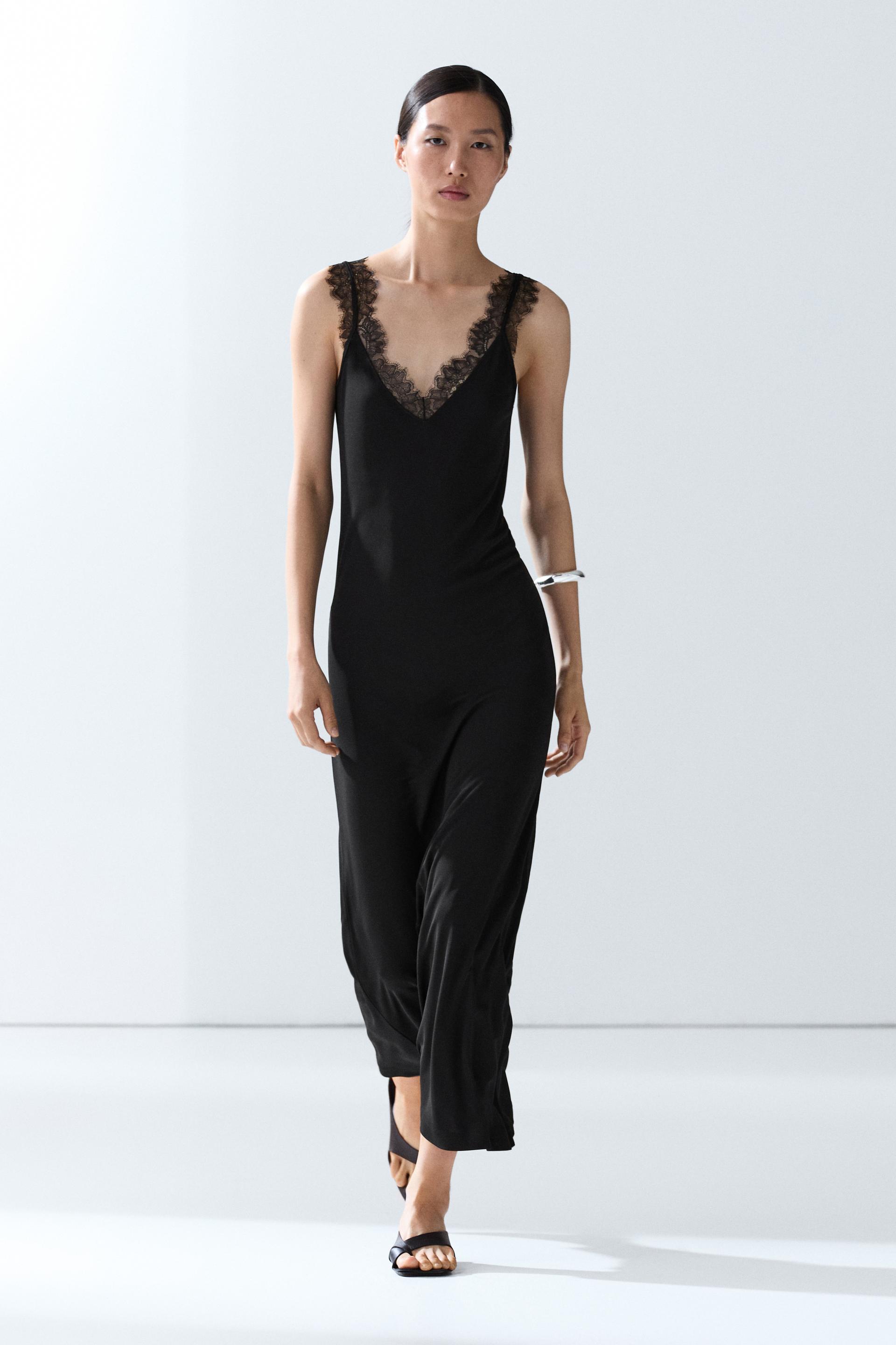 Vestito Midi Sottoveste Fluido - Nero - M - Massimo Dutti - Femminile