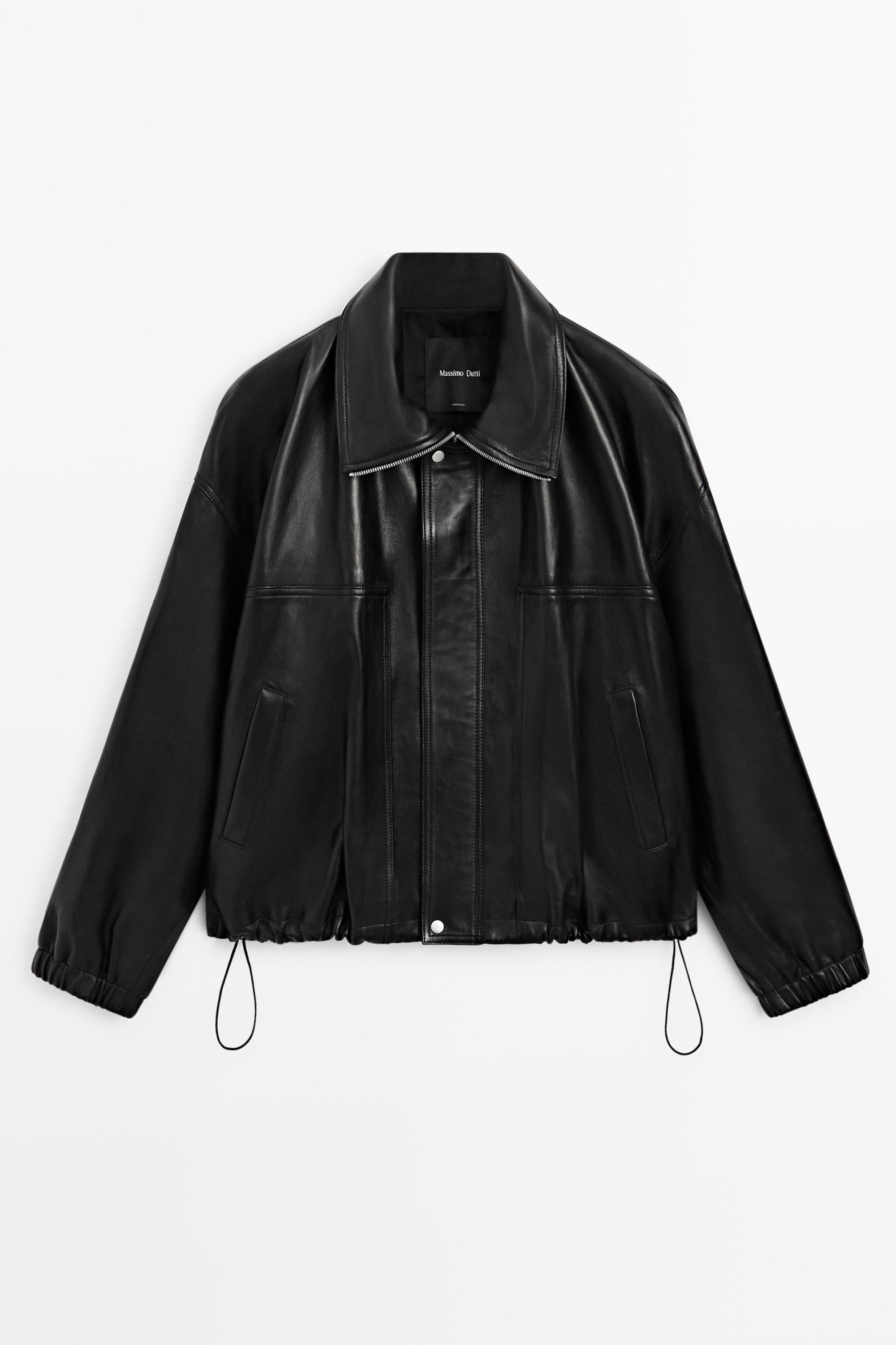 Nappa leather bomber jacket — BLACK