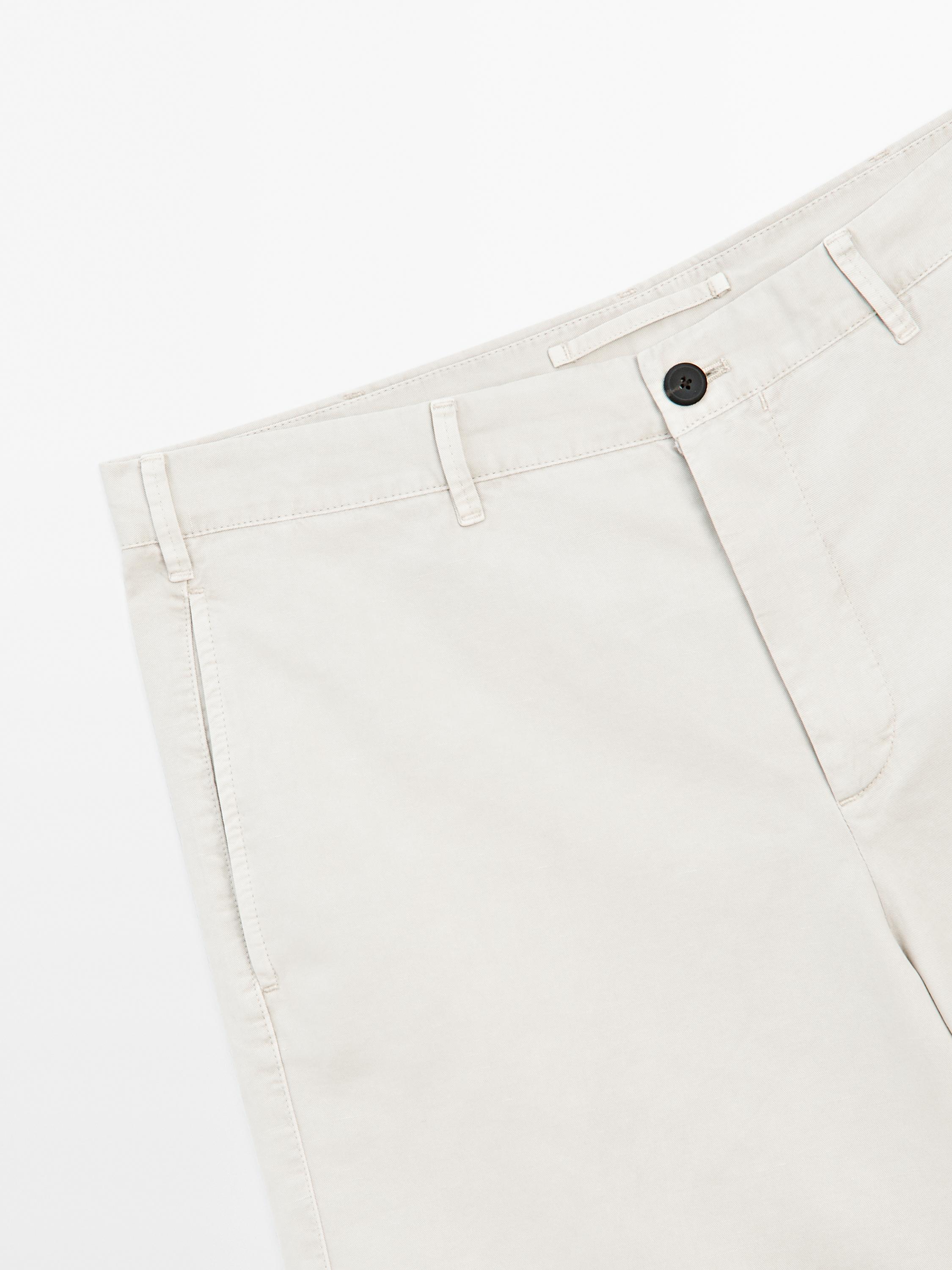 Lightweight linen blend Bermuda shorts