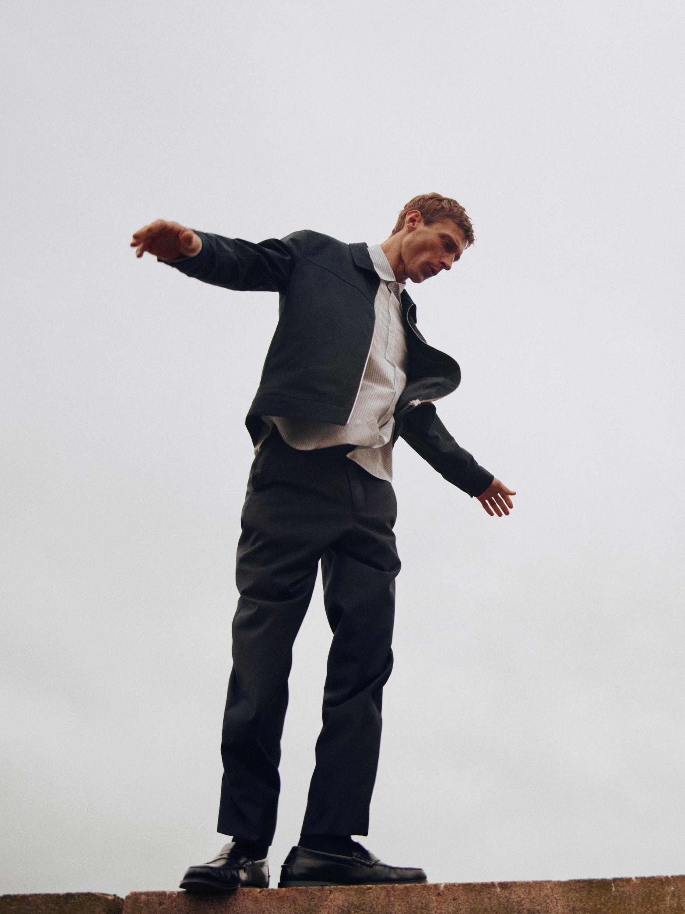 Cotton blend jacket — NAVY BLUE