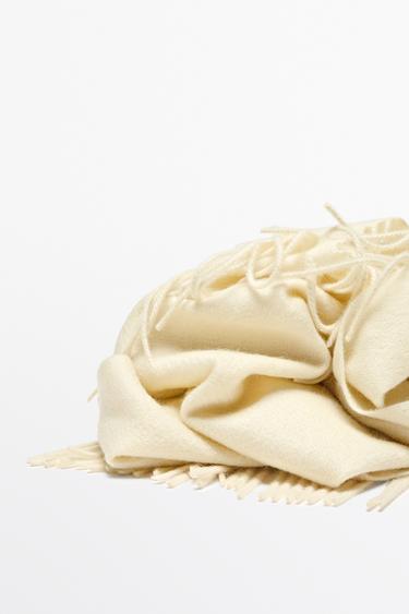 Fringed 100% cashmere knit scarf — Vanilla 4