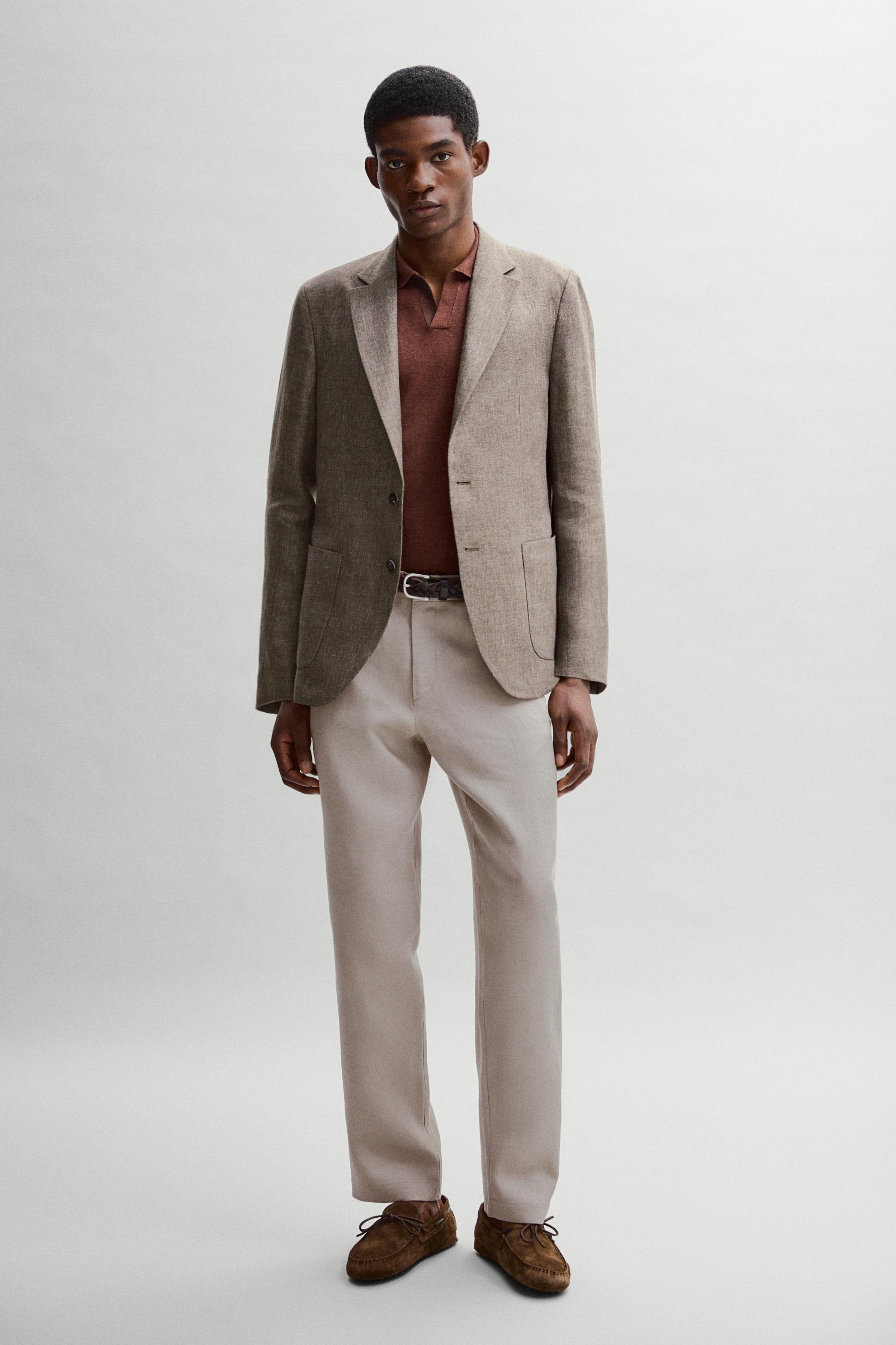 100% linen tailored marl blazer — BEIGE MARL