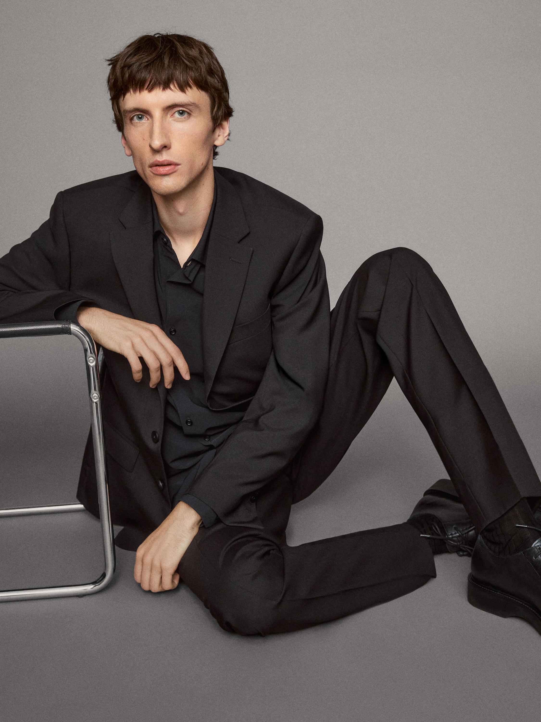 100% cool wool suit blazer — NAVY BLUE