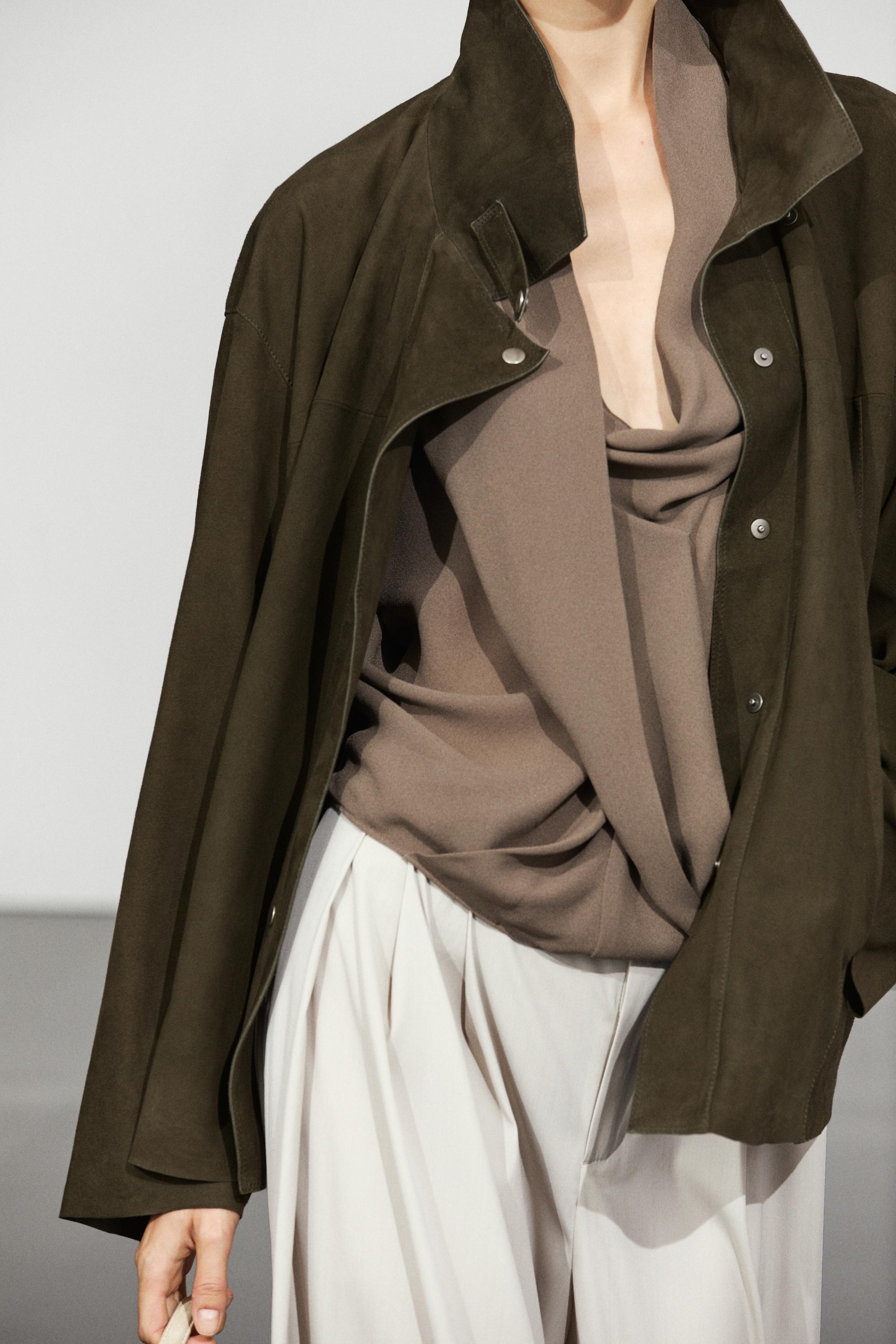 Wool blend darted pants with button detail — ICE