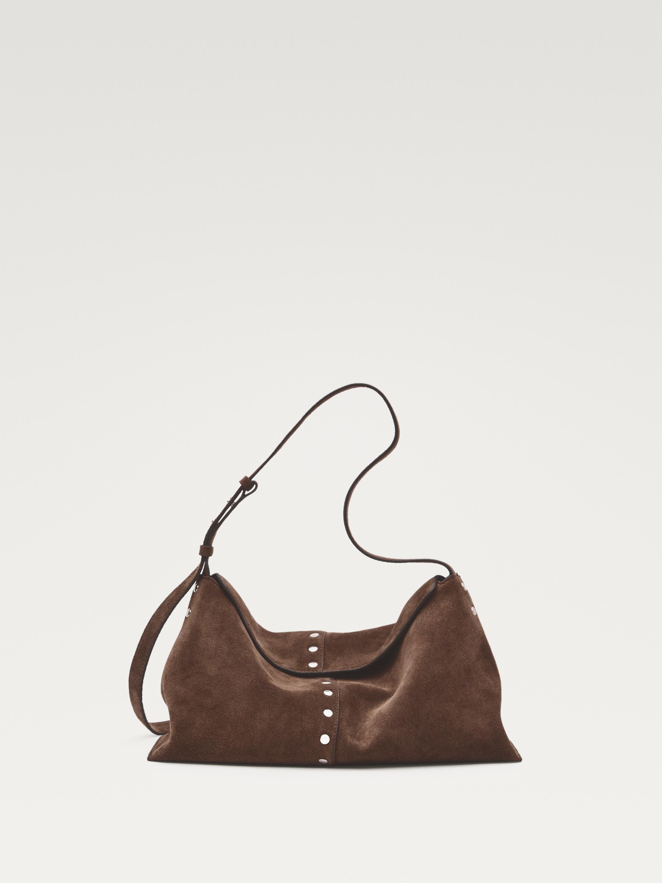 Split suede leather bucket bag — MINK
