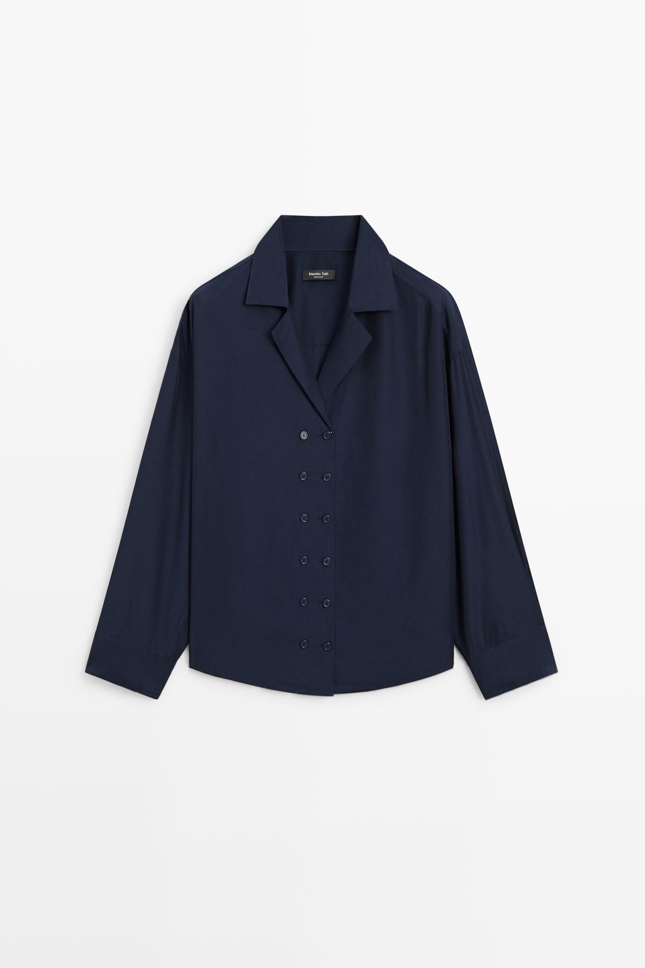 Flowing double-breasted shirt — Dark Blue