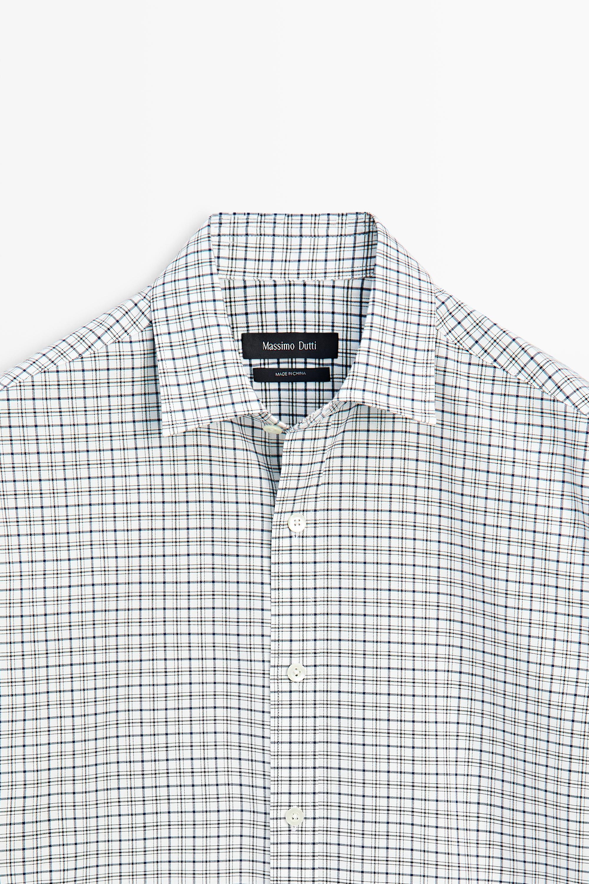 100% cotton regular fit check shirt — BLUE