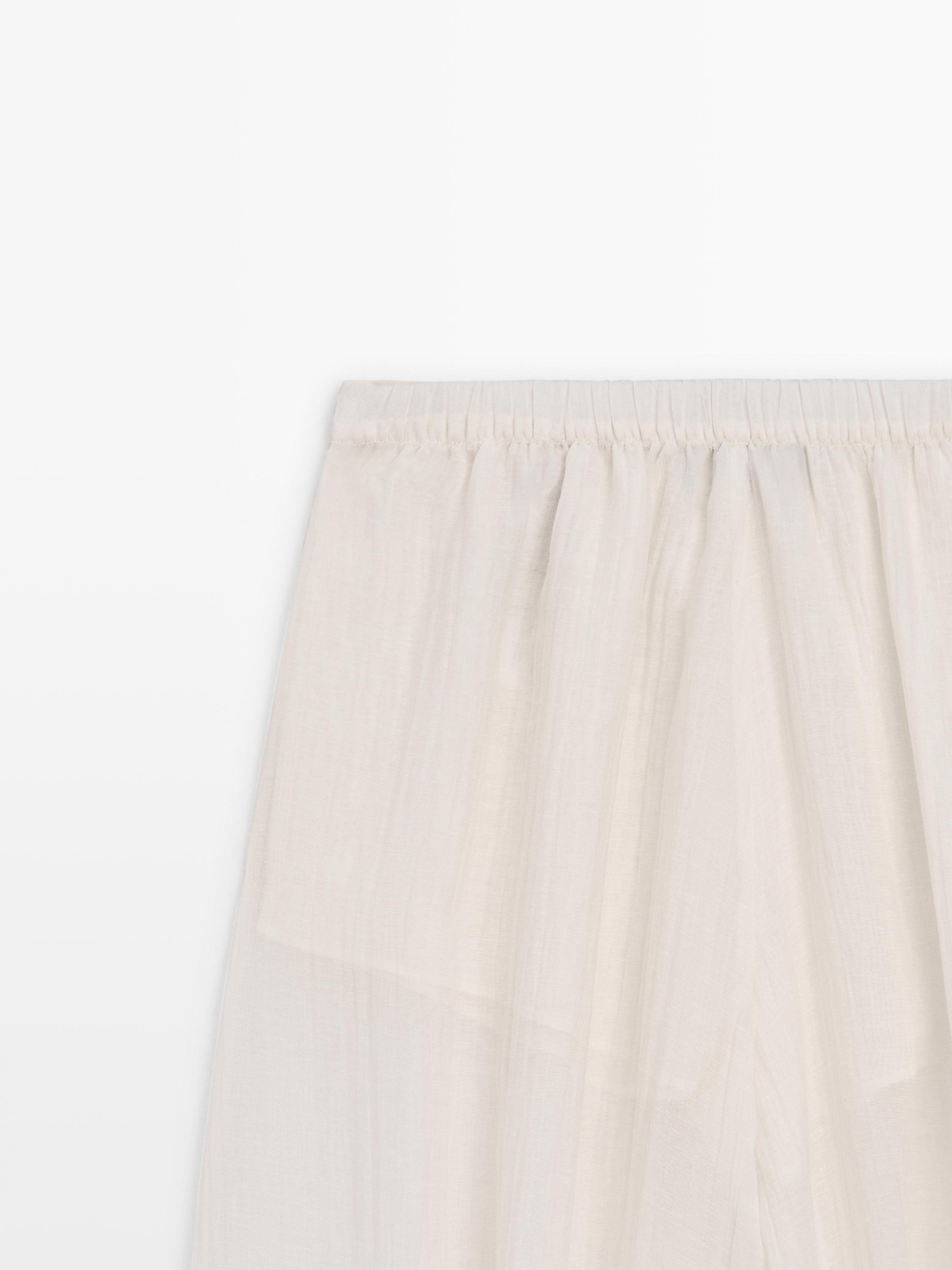 Flowing sarouel trousers with pleated detail — IVORY