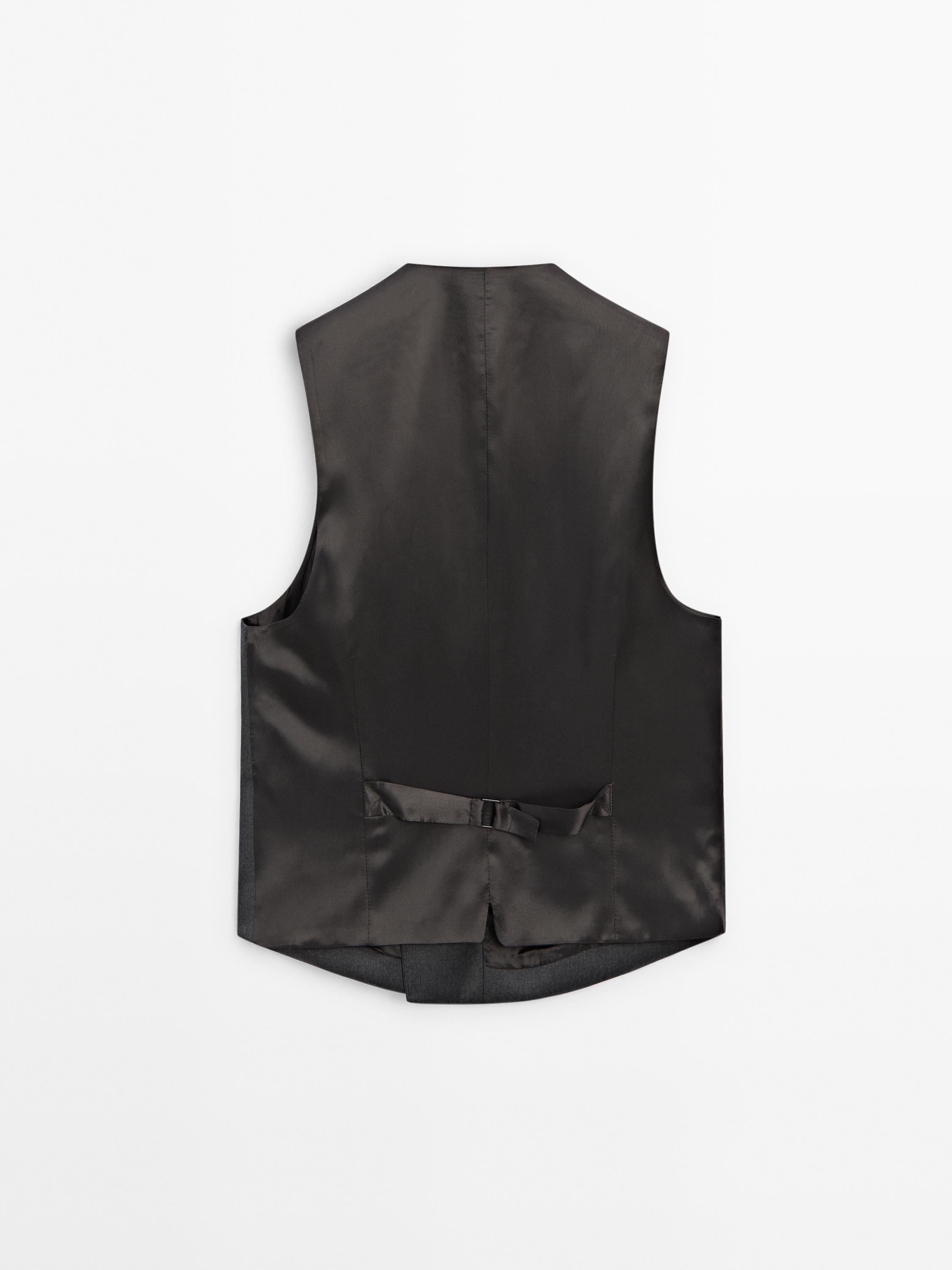 Plain 100% wool suit waistcoat