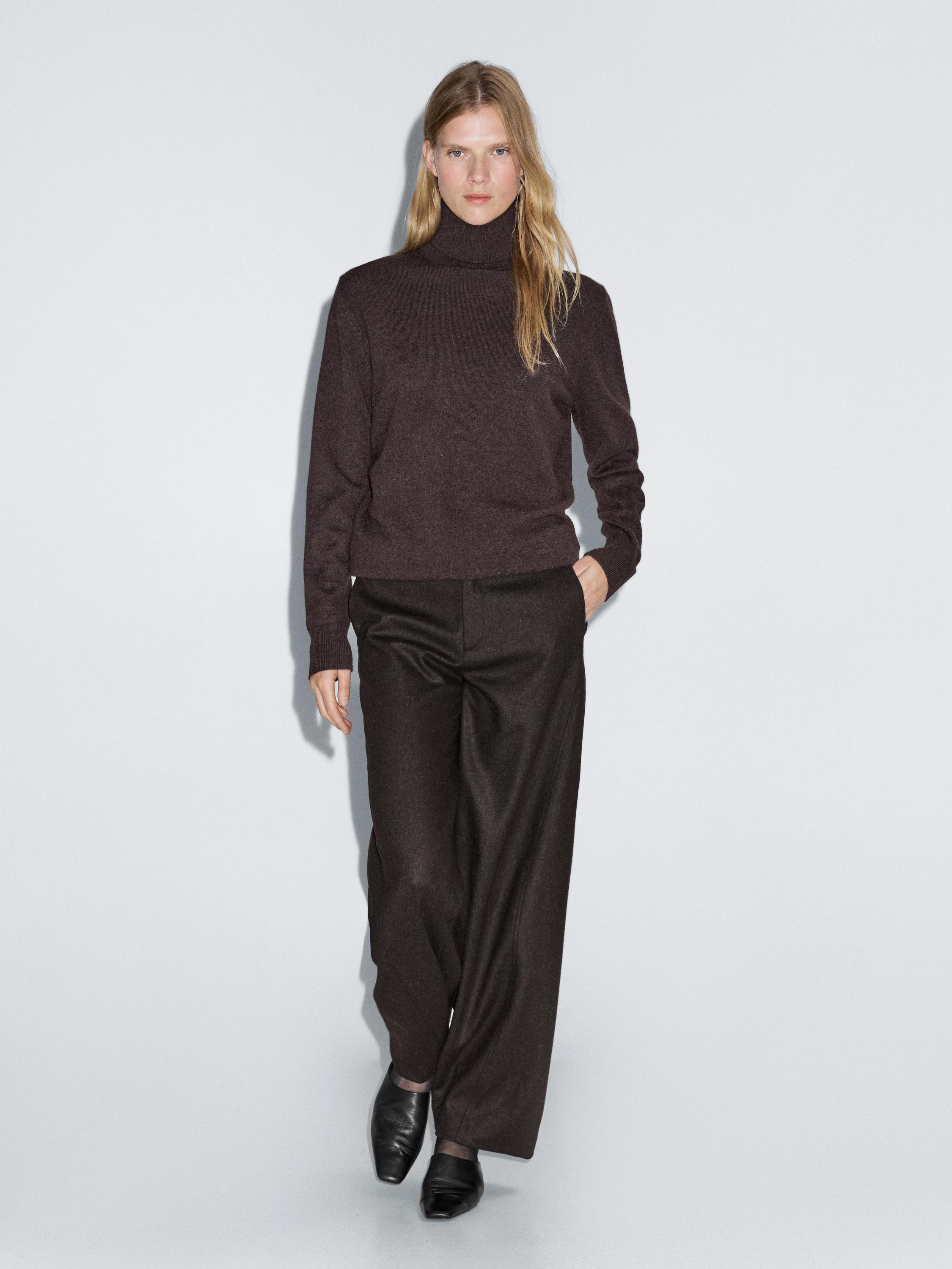 Wool blend flannel trousers
