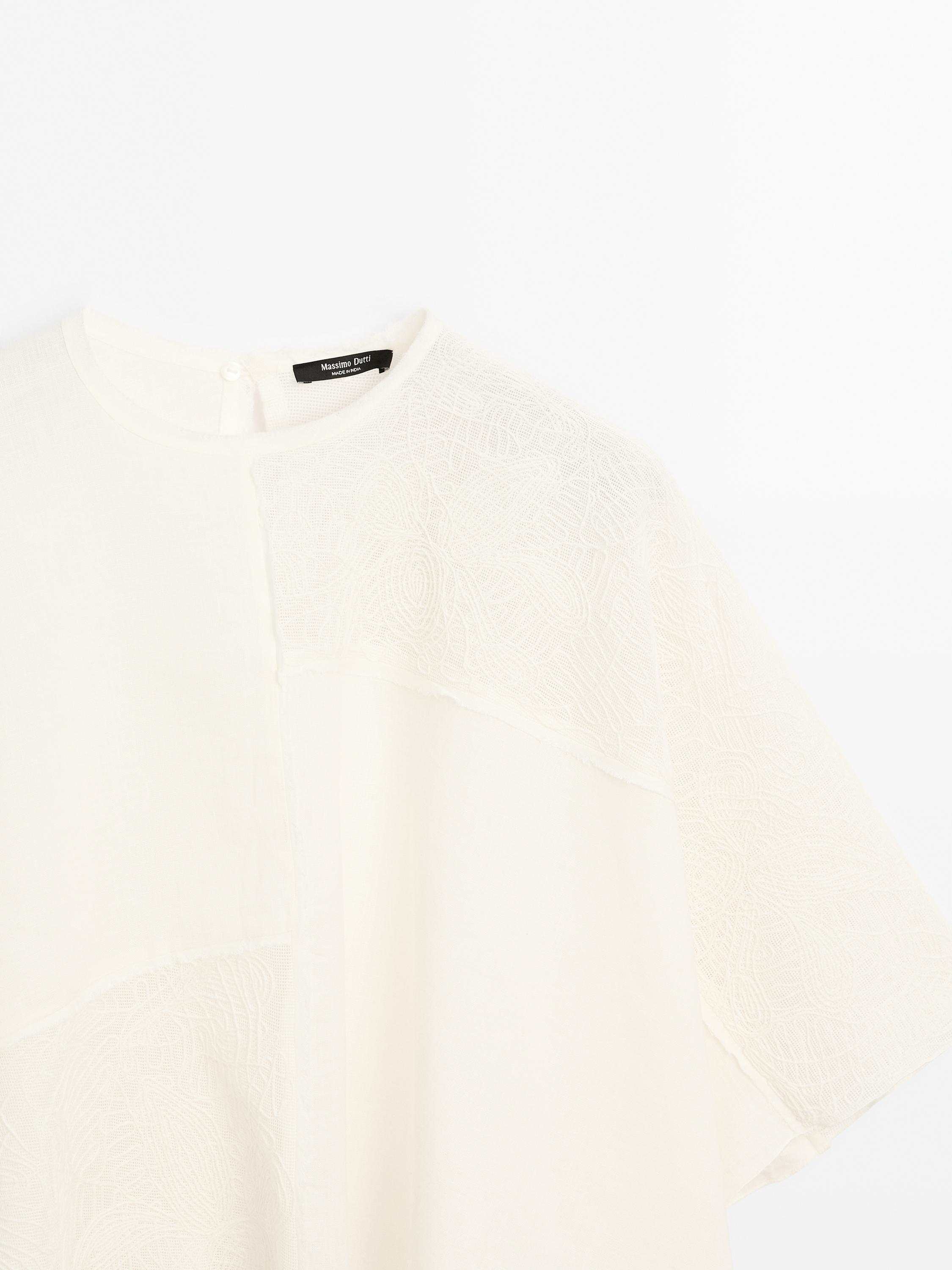Flowing linen blend embroidered cape