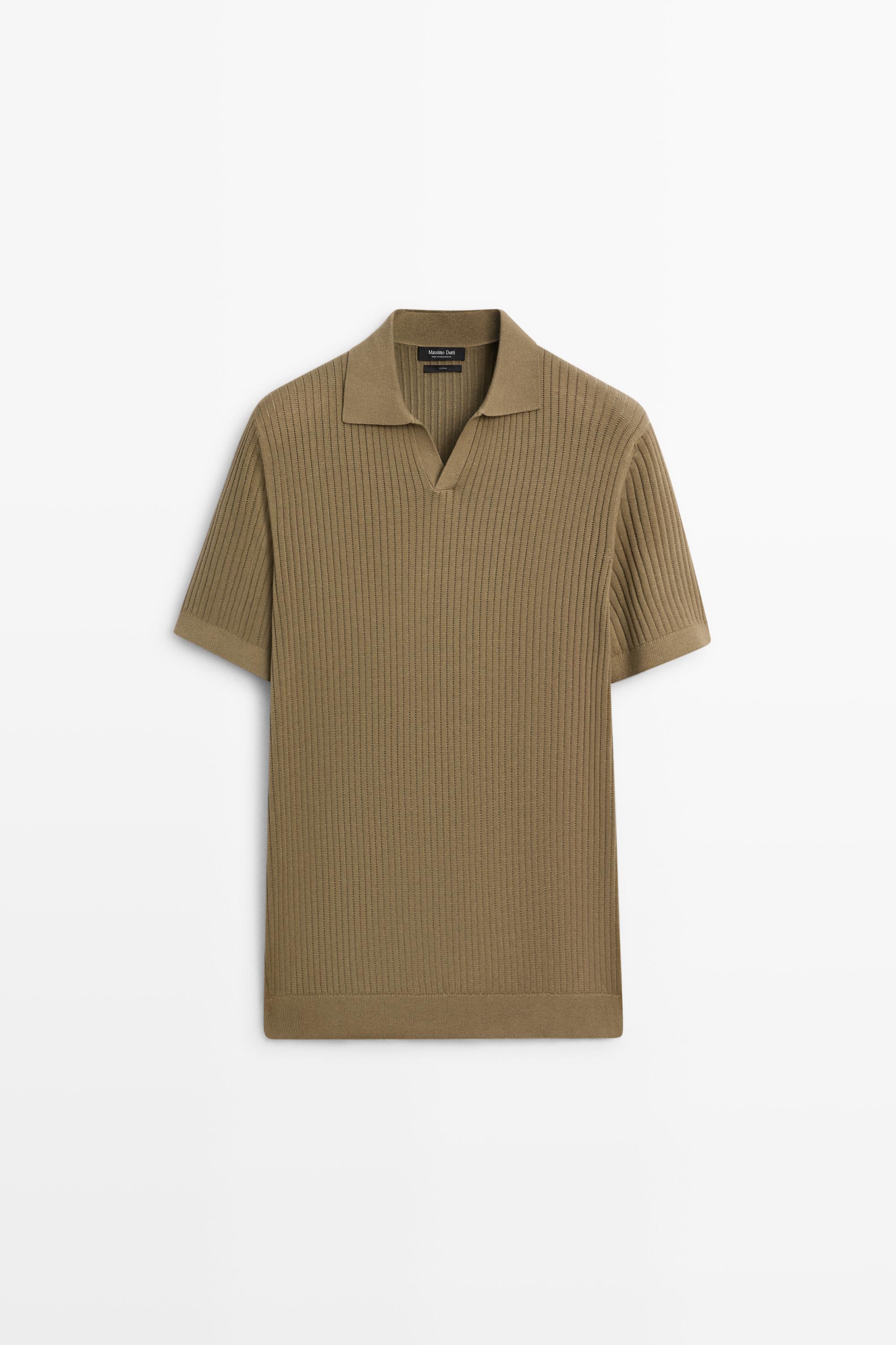 Pull polo en maille côtelée 100 % coton