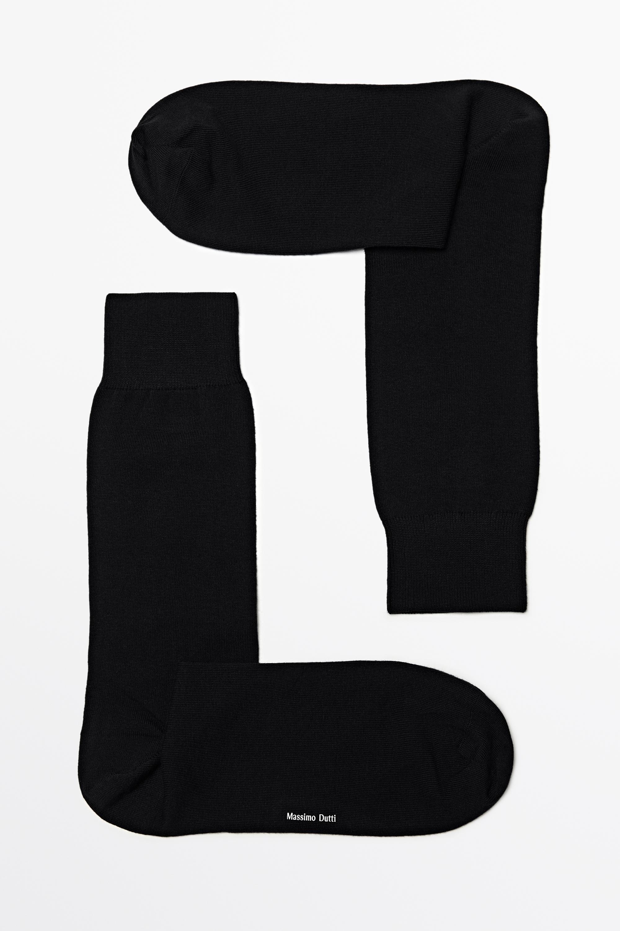 Plain cotton blend knit socks — BLACK