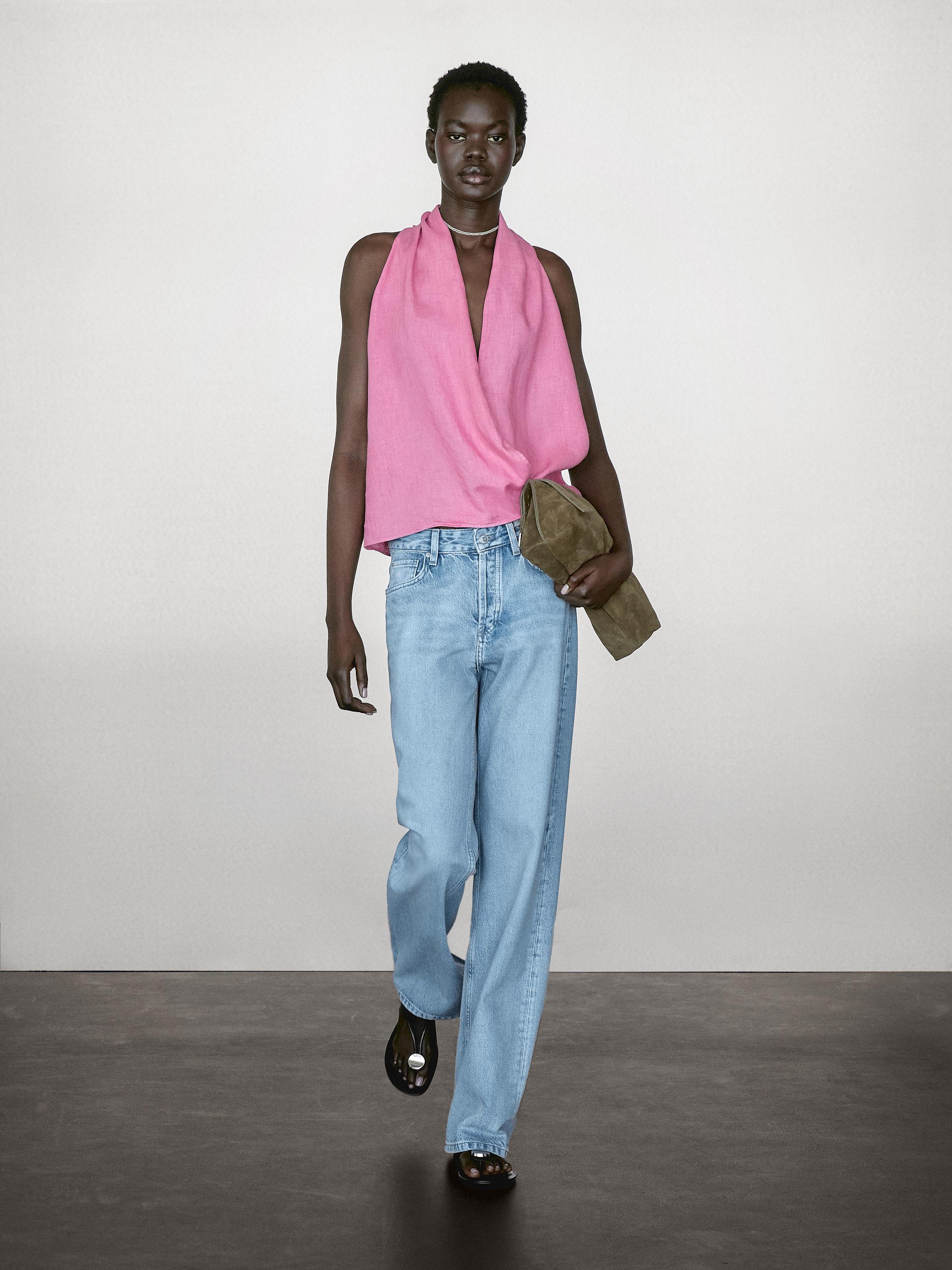 Top lin cache-cœur à encolure américaine