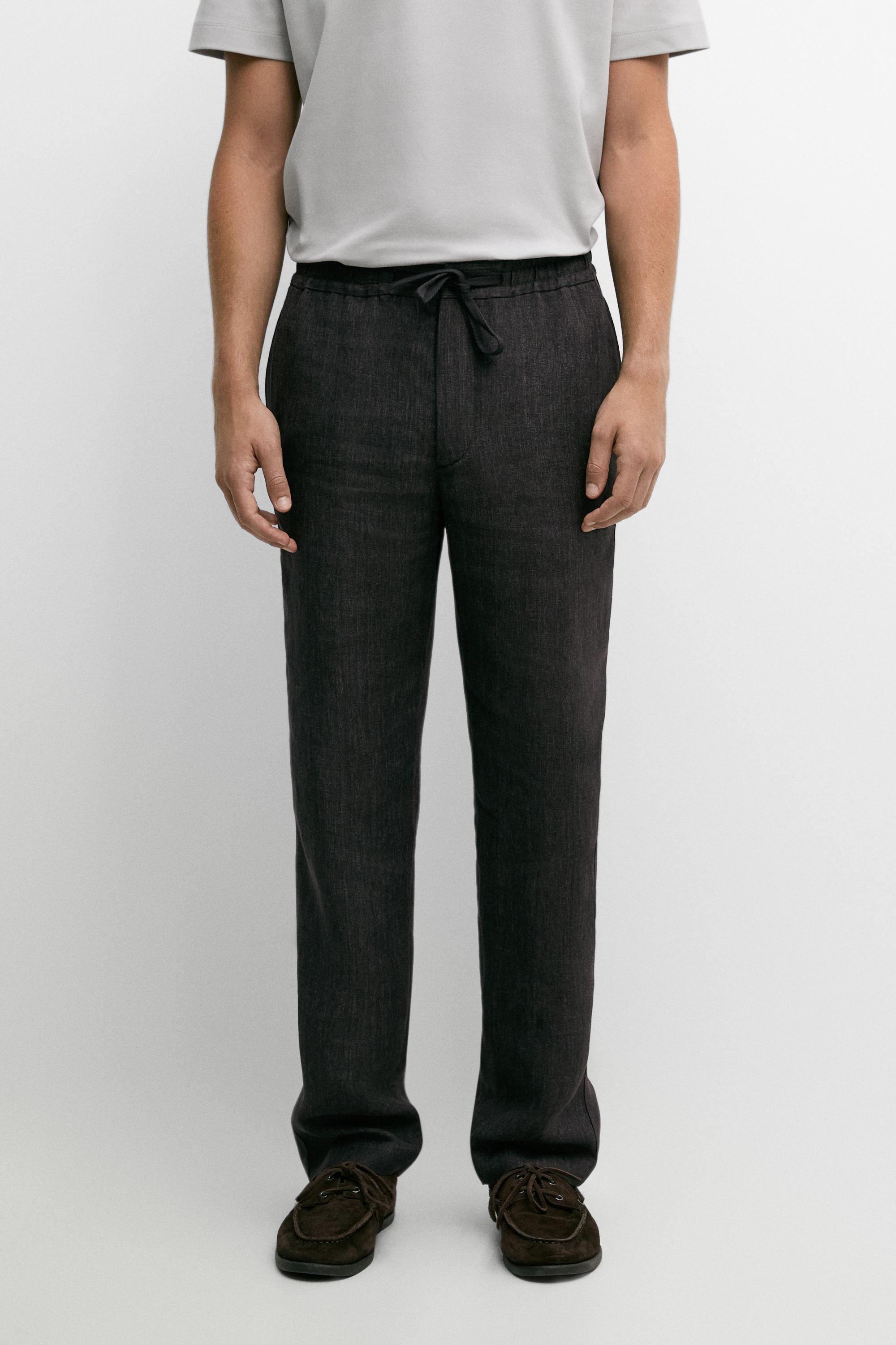 Linen jogger-fit pants total look