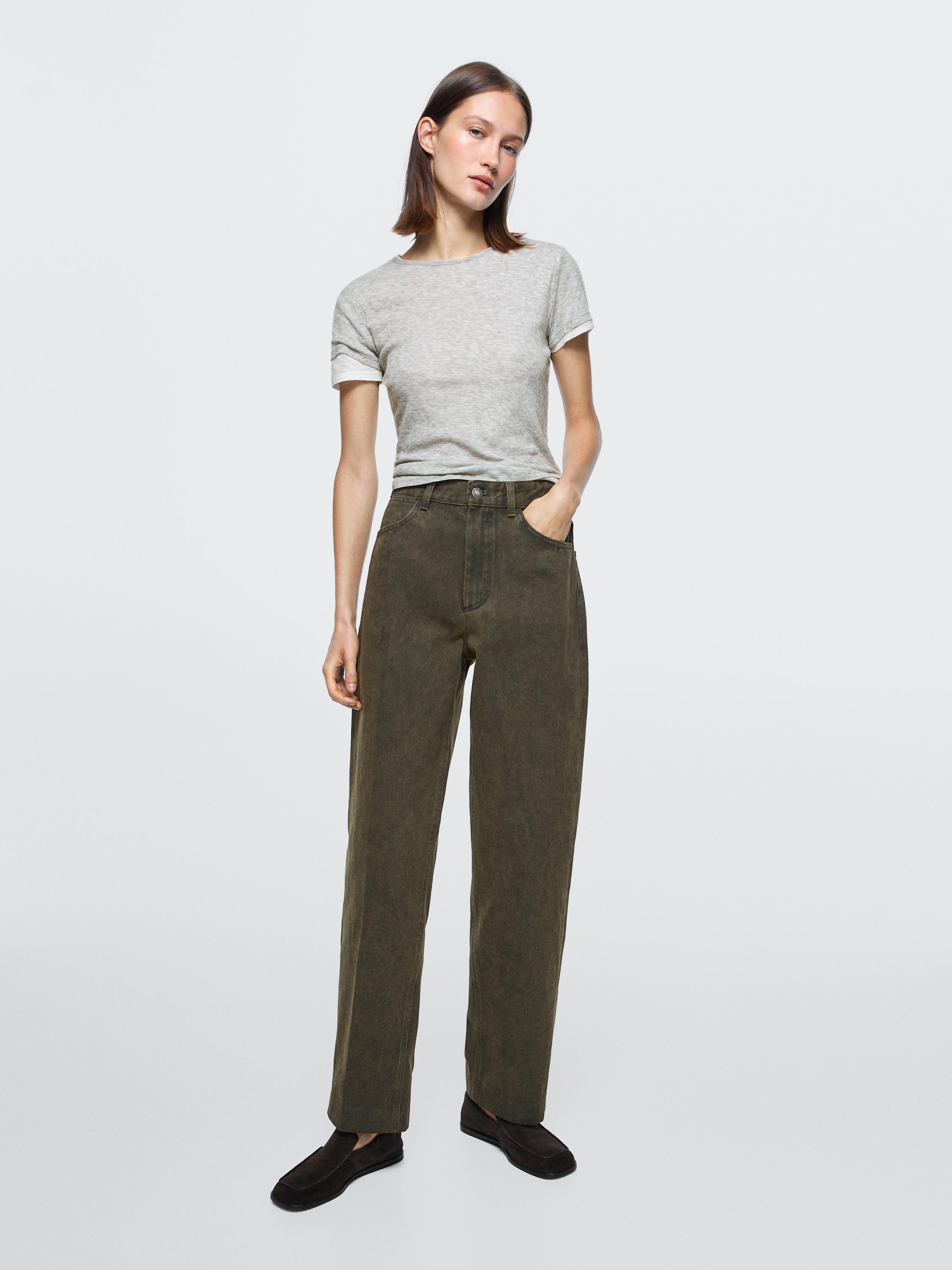 Mid-rise balloon fit jeans — DARK GREEN