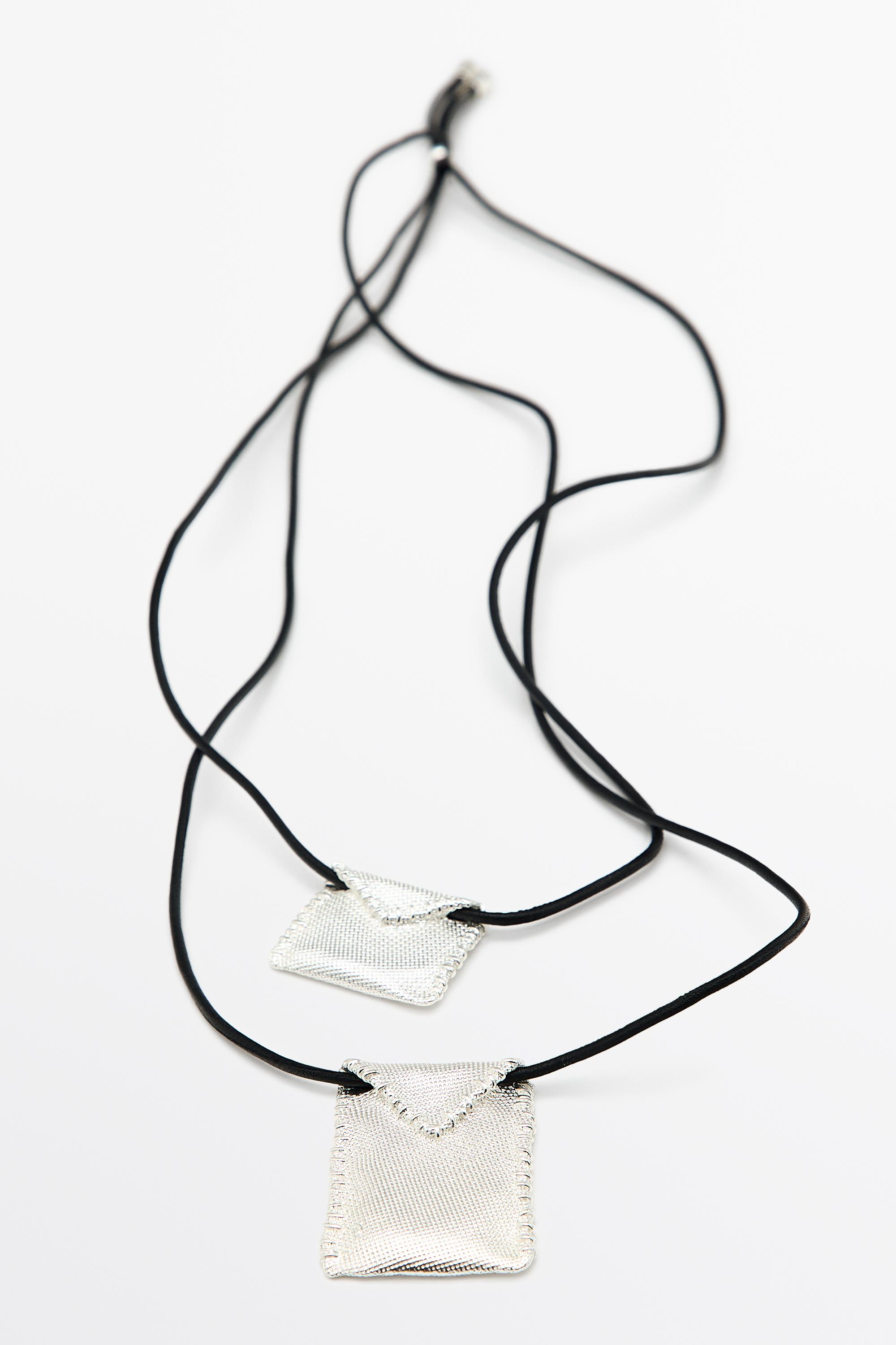 Envelope cord necklace — SILVER