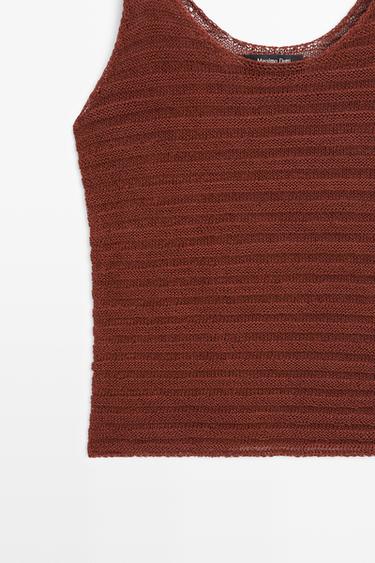 Textured knit strappy top — RUSSET 7
